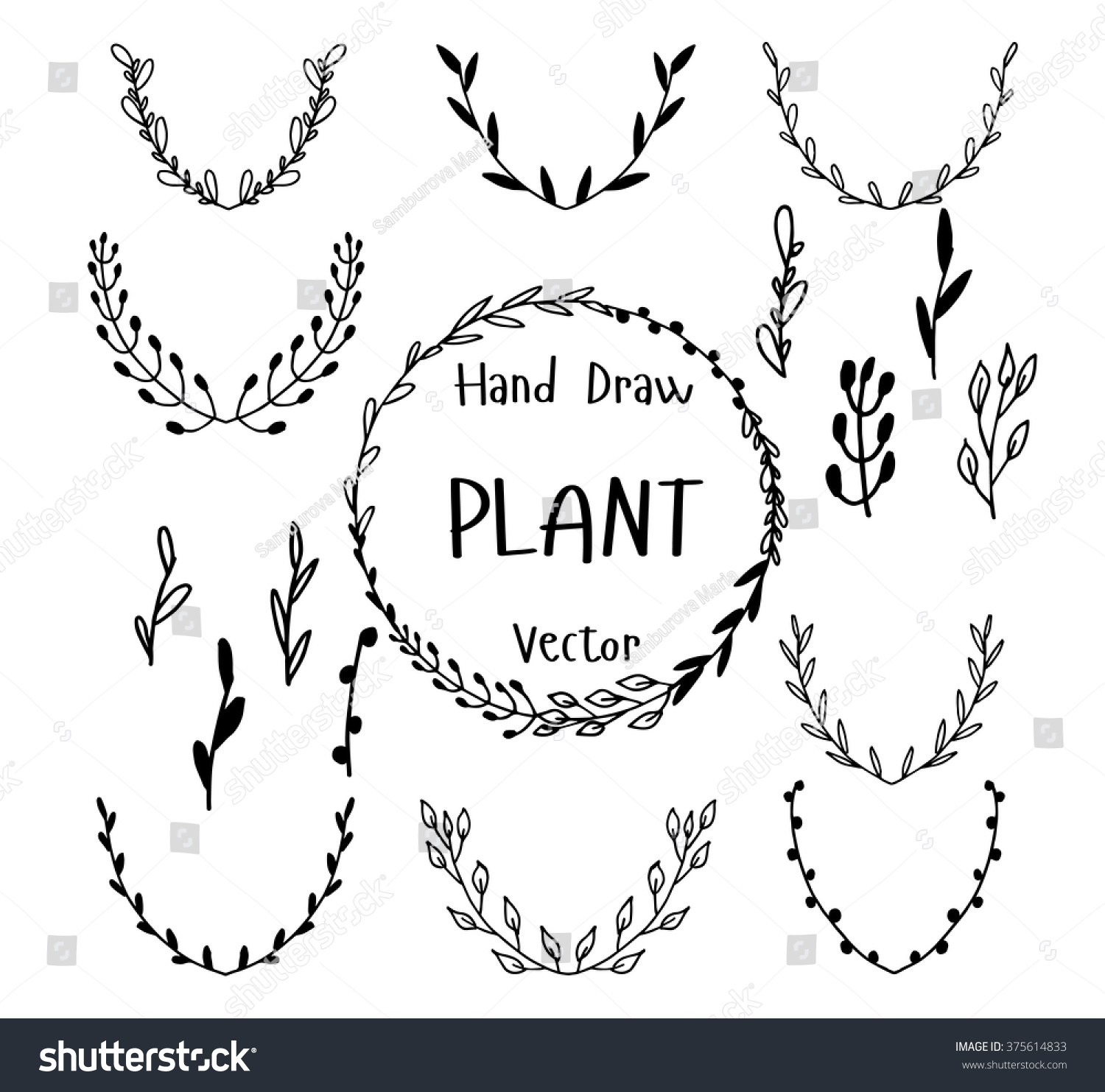SVG of Set of hand drawn plant. Ink illustration. Vector.  svg