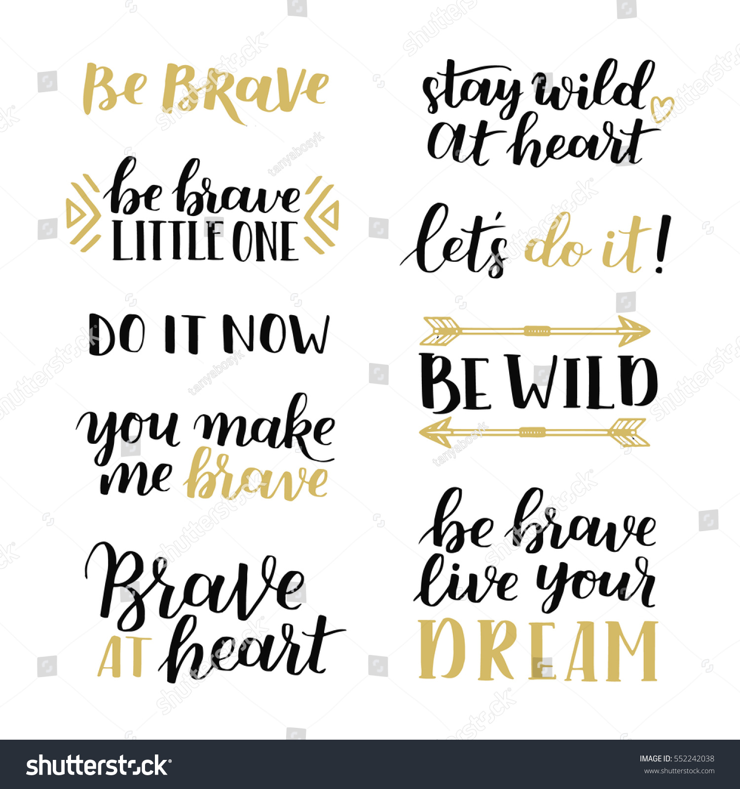 set hand drawn quotes