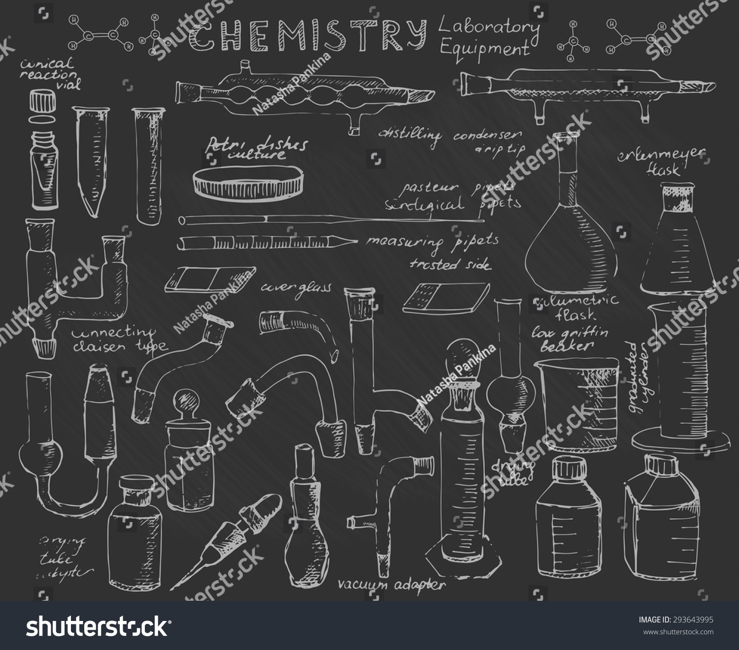 Set Hand Drawn Science Chemical Equipment Stock Vector (Royalty Free ...