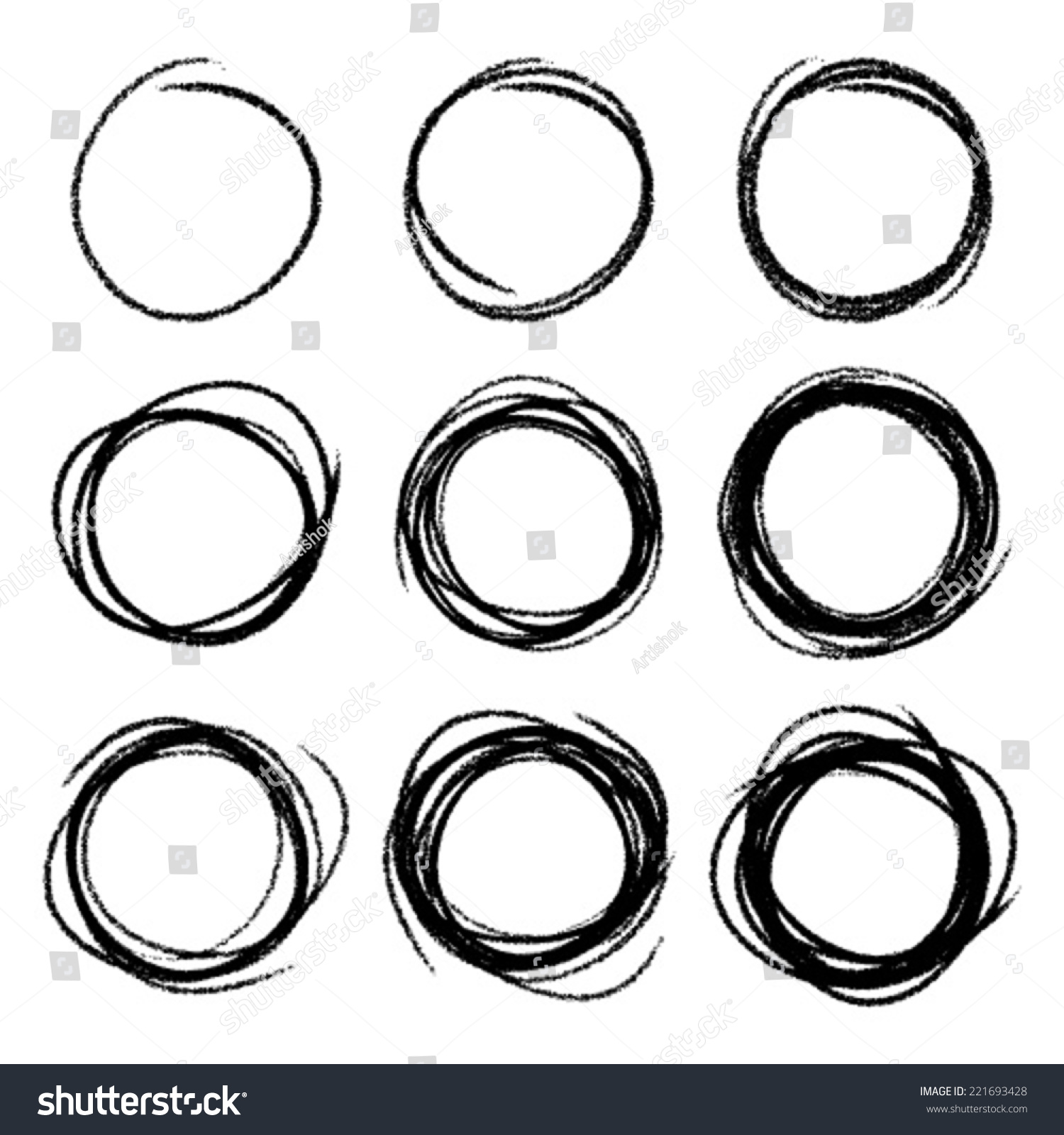 Set Of Hand Drawn Scribble Circles, Vector Design Elements - 221693428 ...