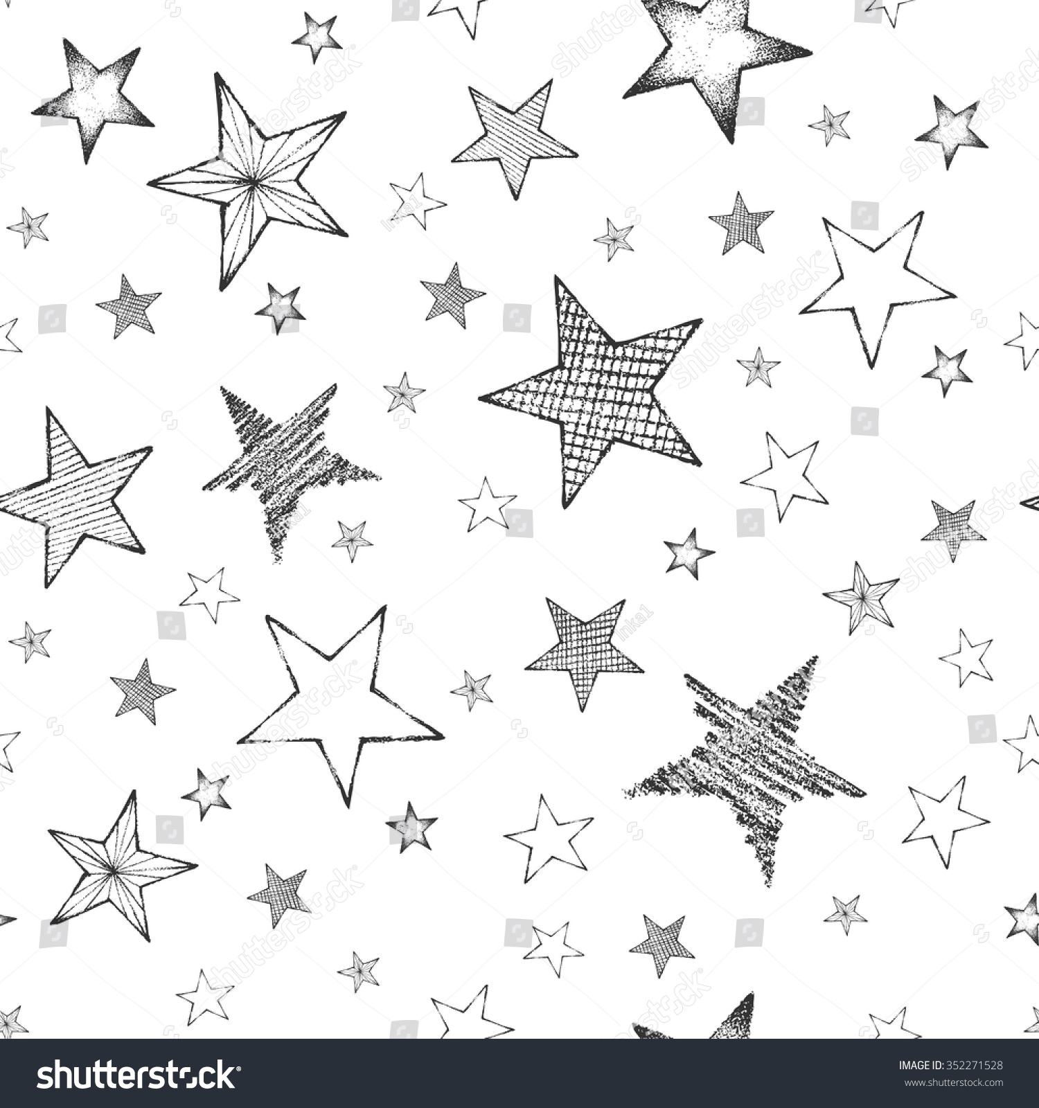 Set Hand Drawn Stars Retro Vintage Stock Vector (Royalty Free) 352271528