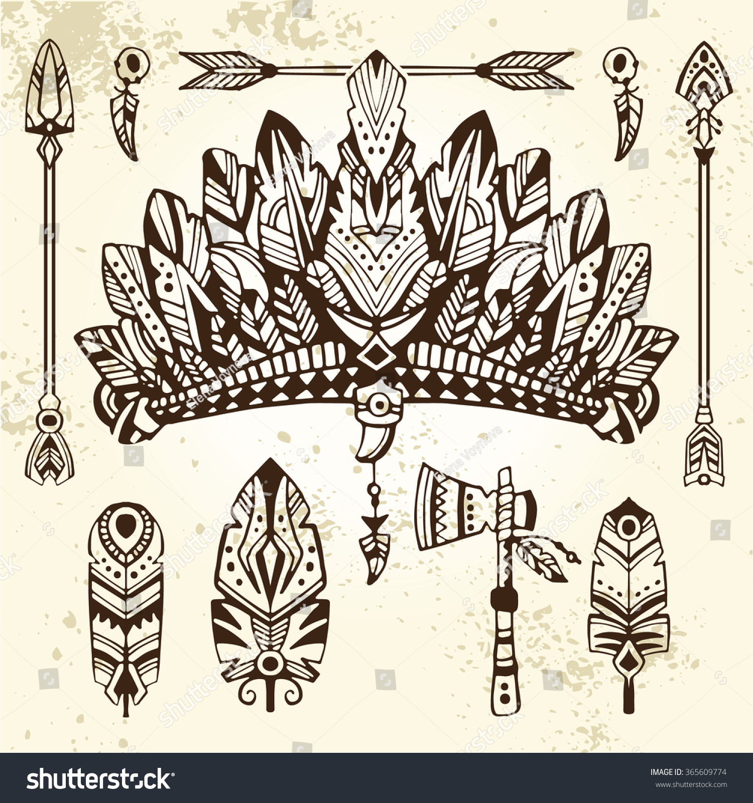 Set Hand Drawn Style Illustrations Warrior Stock Vector (Royalty Free