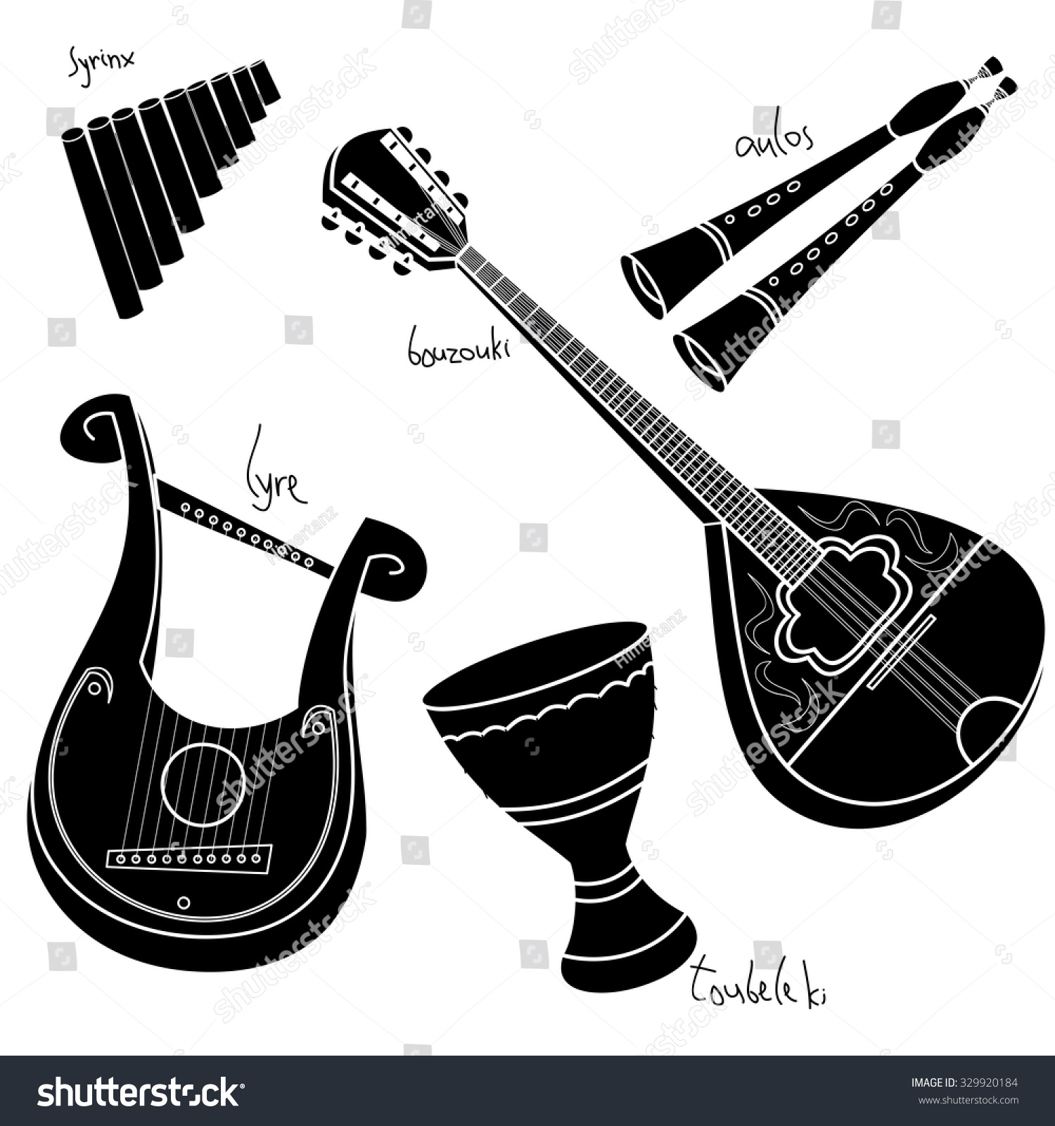 Set Hand Drawn Traditional Greek Musical Stock Vector 329920184 ...