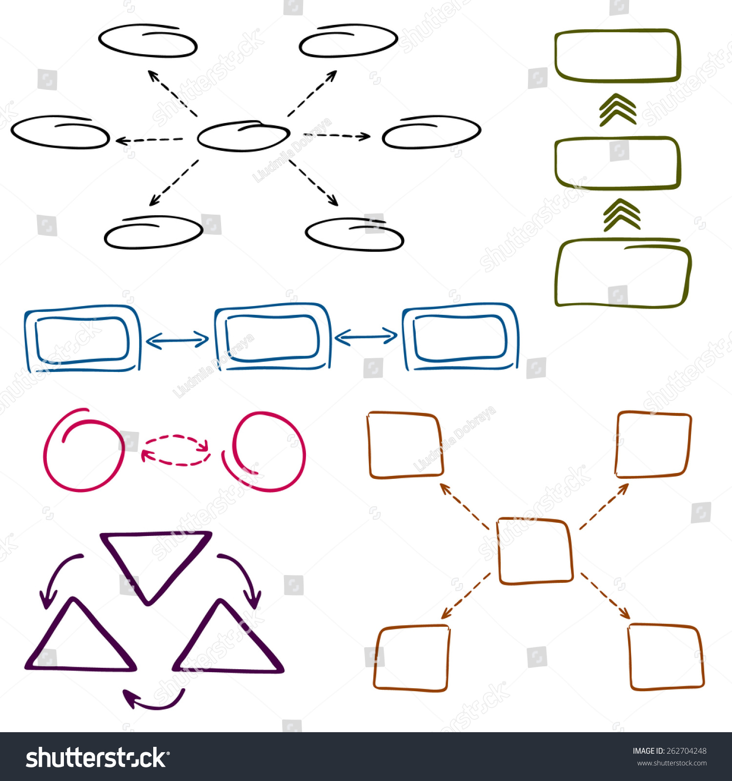 Set Hand Drawn Vector Flow Chart Stock Vector (Royalty Free) 262704248