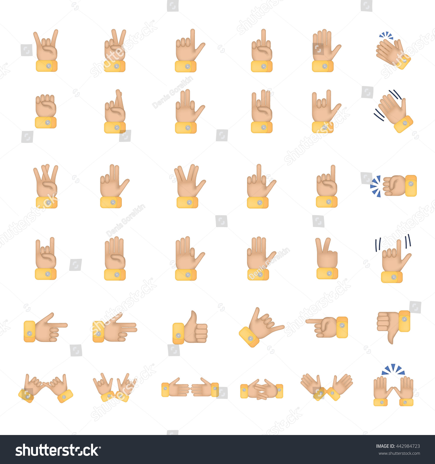 Set Hand Emoticon Vector Isolated On Stock Vector 442984723 - Shutterstock