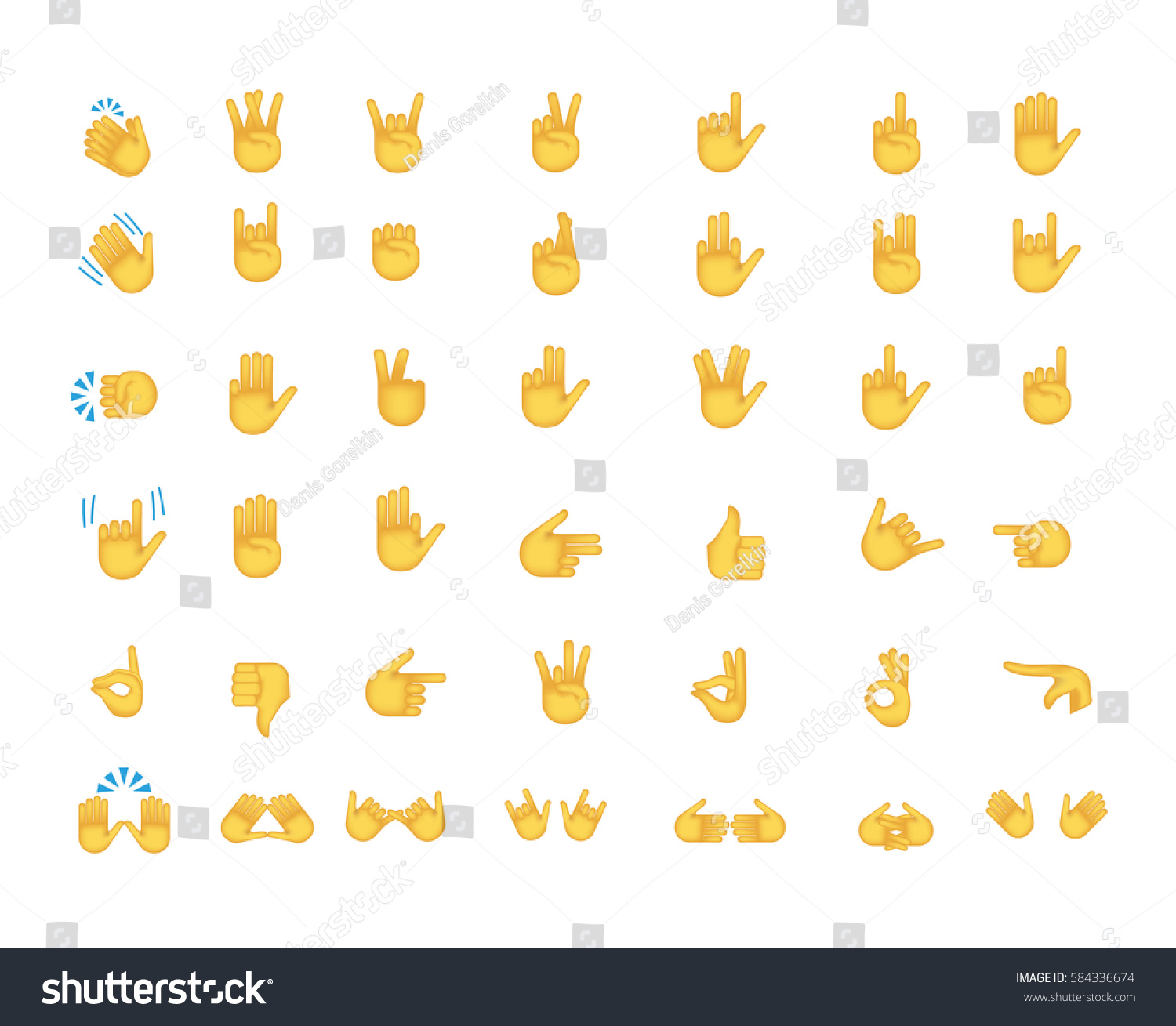 Set Hand Emoticon Vector Isolated On Stock Vector 584336674 - Shutterstock