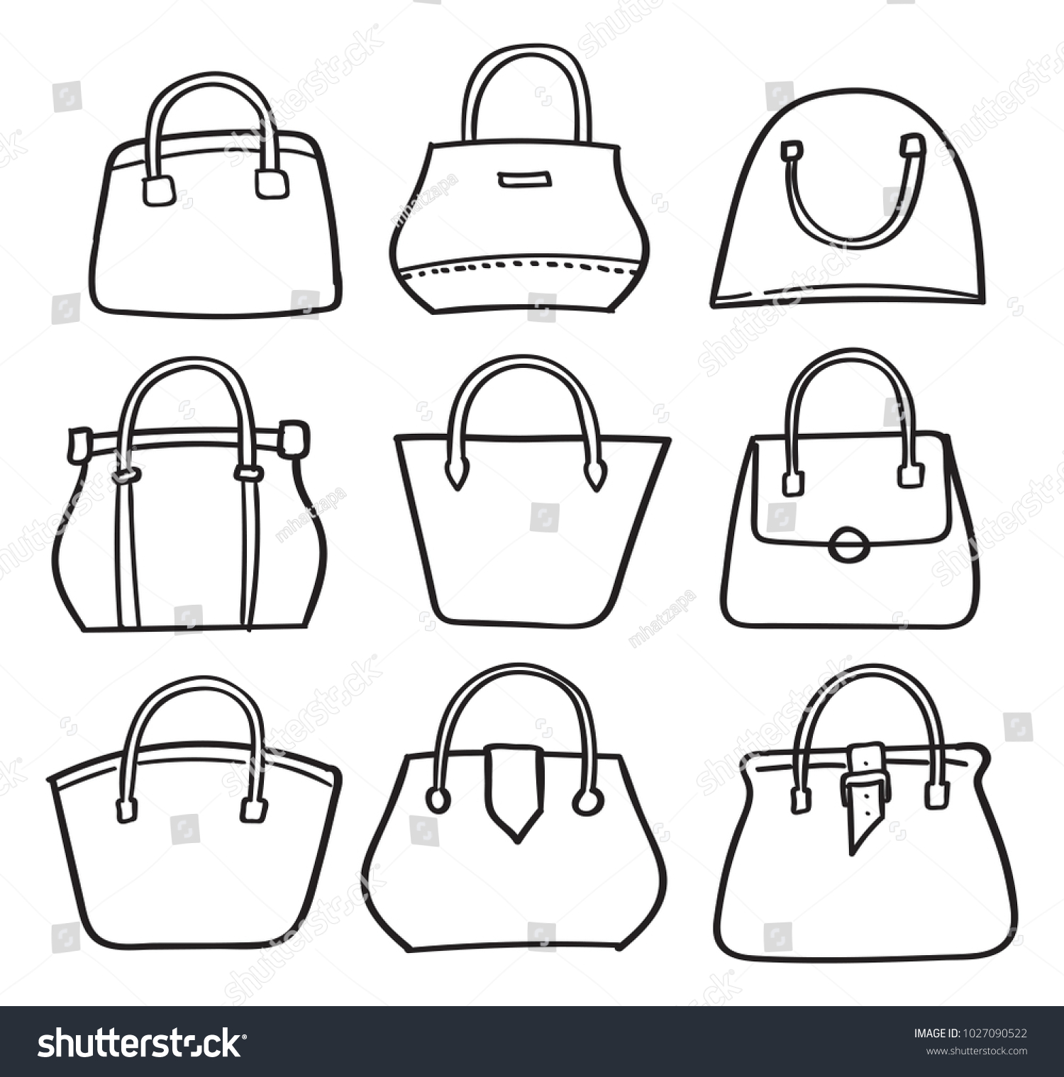 Set Handbag Doodle Stock Vector (Royalty Free) 1027090522