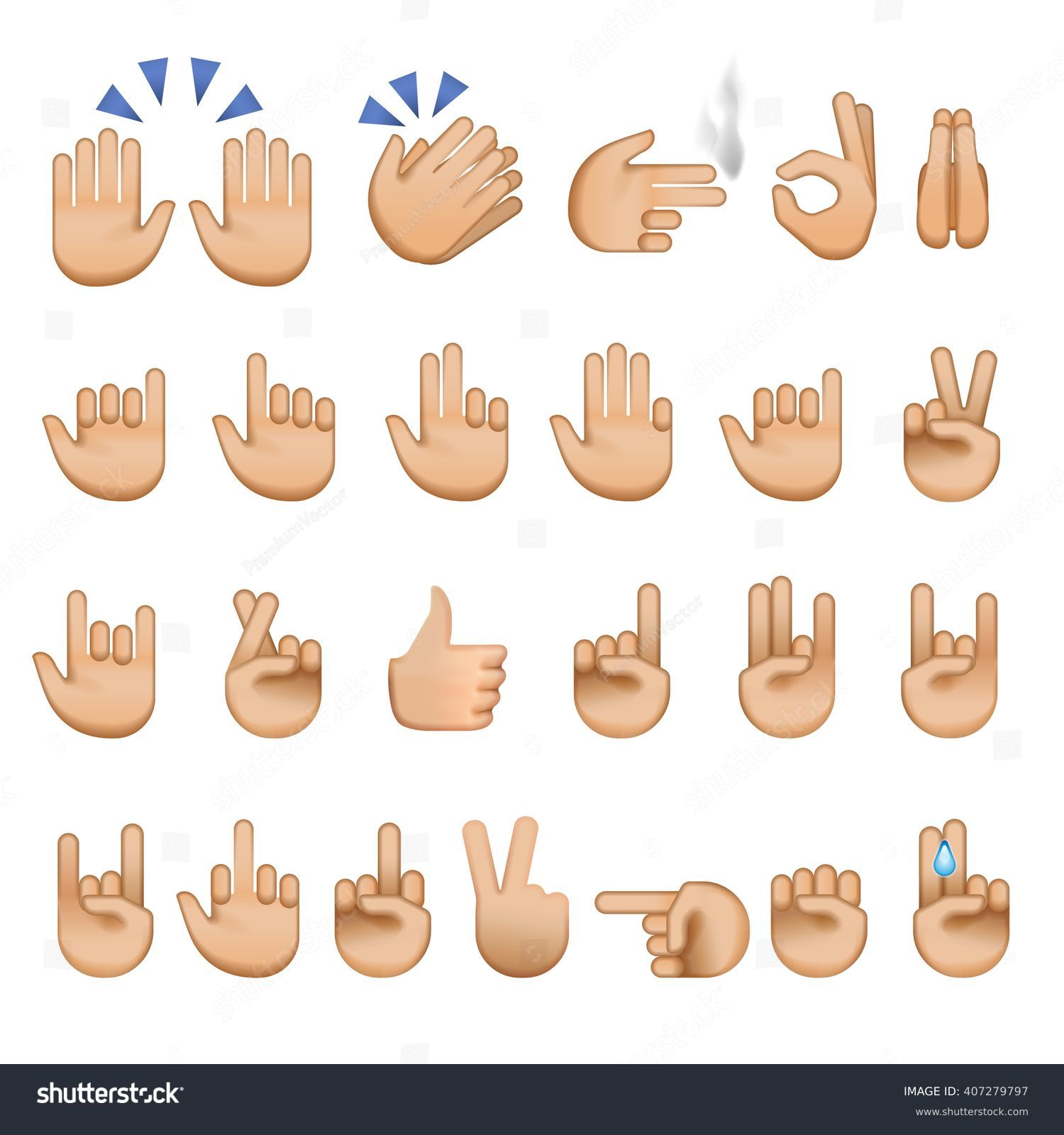 Set Of Hands Icons And Symbols, Emoji, Different Hands, Gestures ...