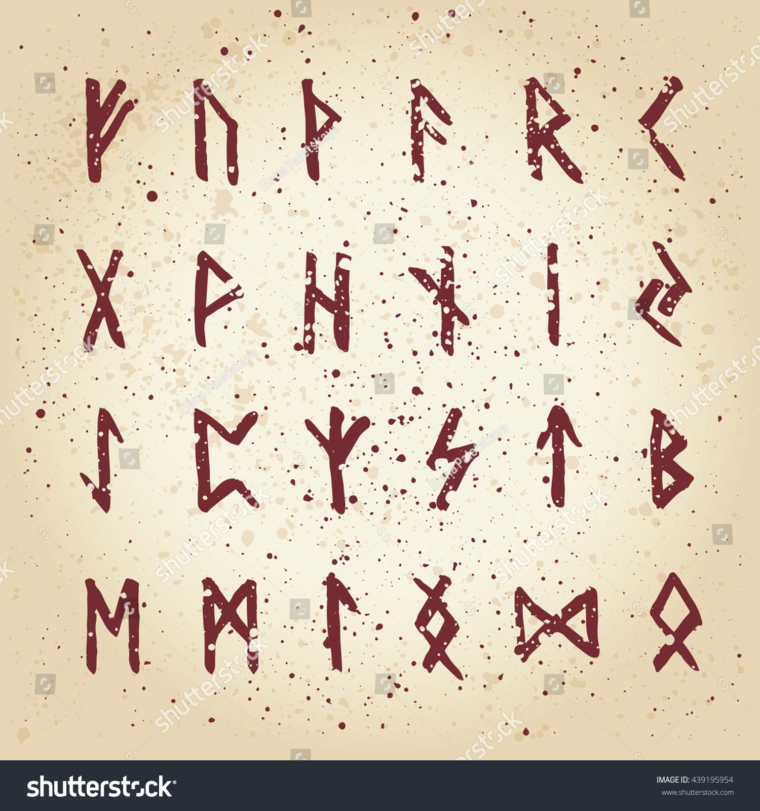 Set Handsketched Ancient Old Norse Runes Stock Vector (Royalty Free ...