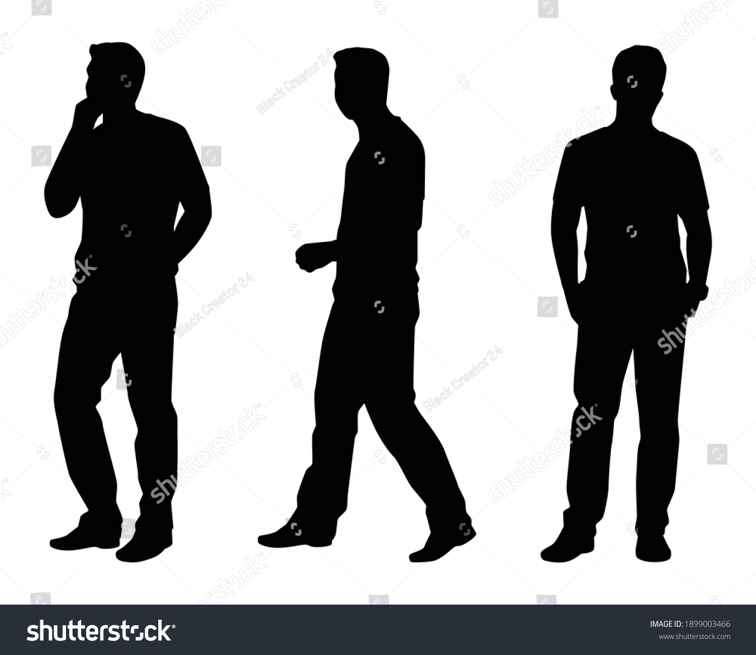 Set Handsome Man Silhouette Vector On Stock Vector (Royalty Free ...