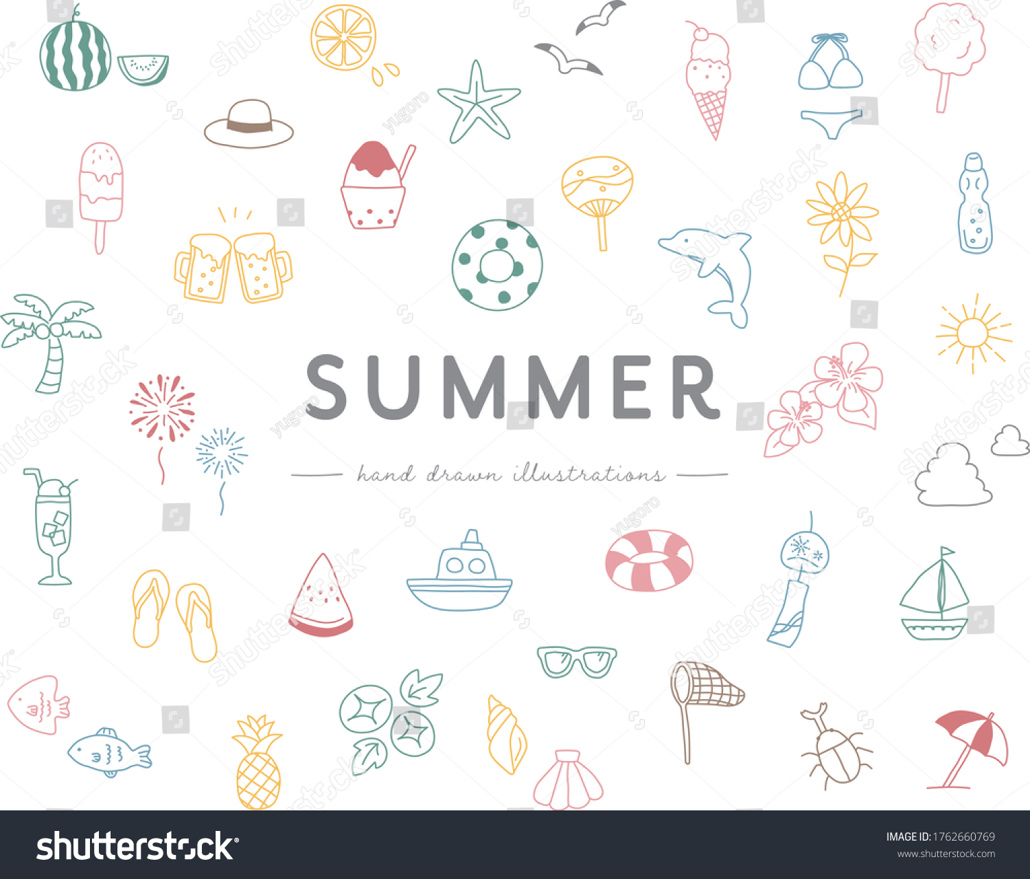 夏 手書き のイラスト素材 画像 ベクター画像 Shutterstock