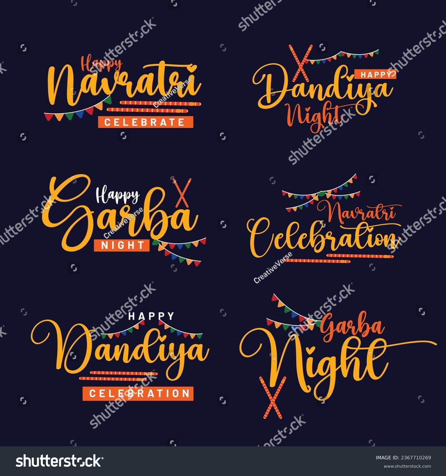 SVG of Set of 6 Happy Navratri Dandiya Night Stickers and Bandages | Festive Celebration Accessories svg