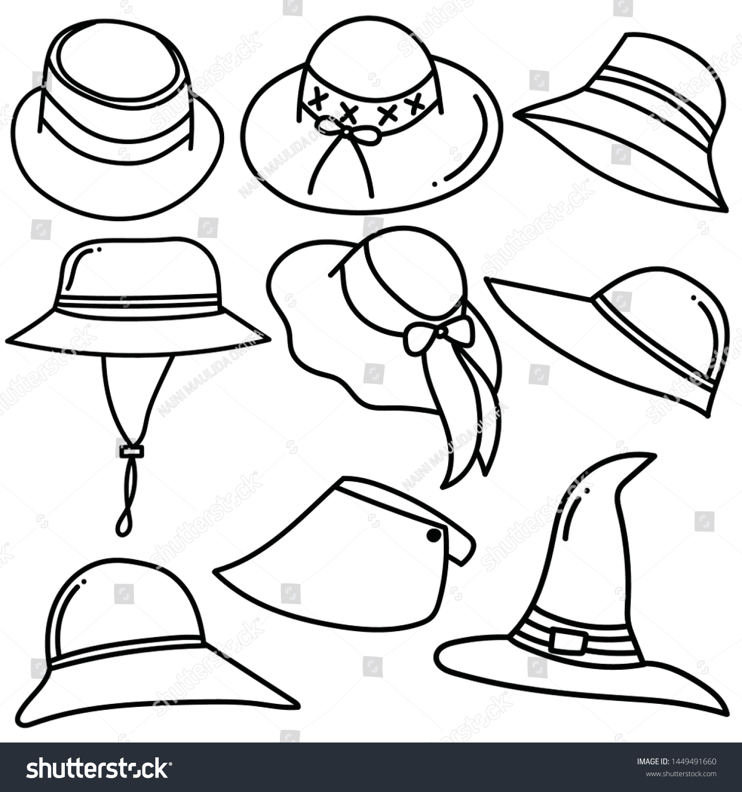 Set Hats Doodle Isolated On White Stock Vector (Royalty Free ...