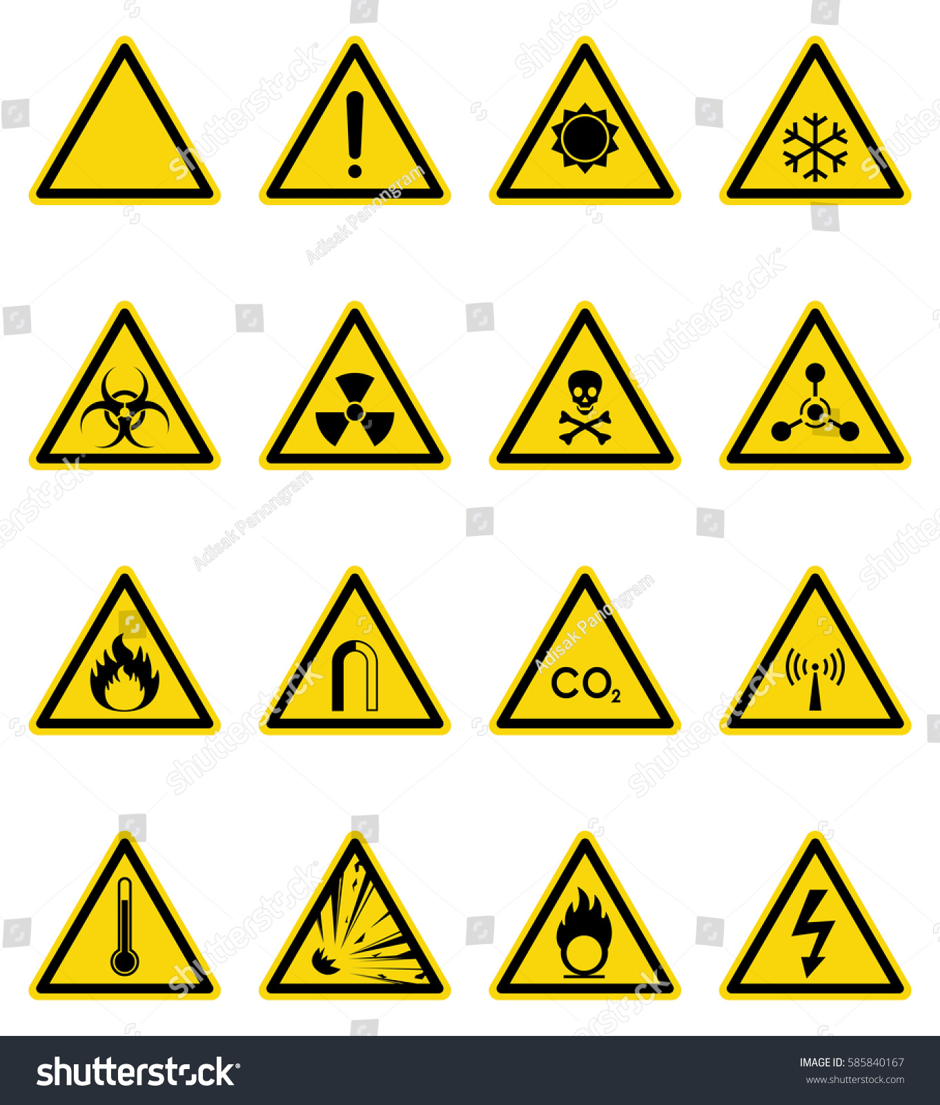 Set Hazard Warning Sign Vector Illustration Stock Vector (Royalty Free ...