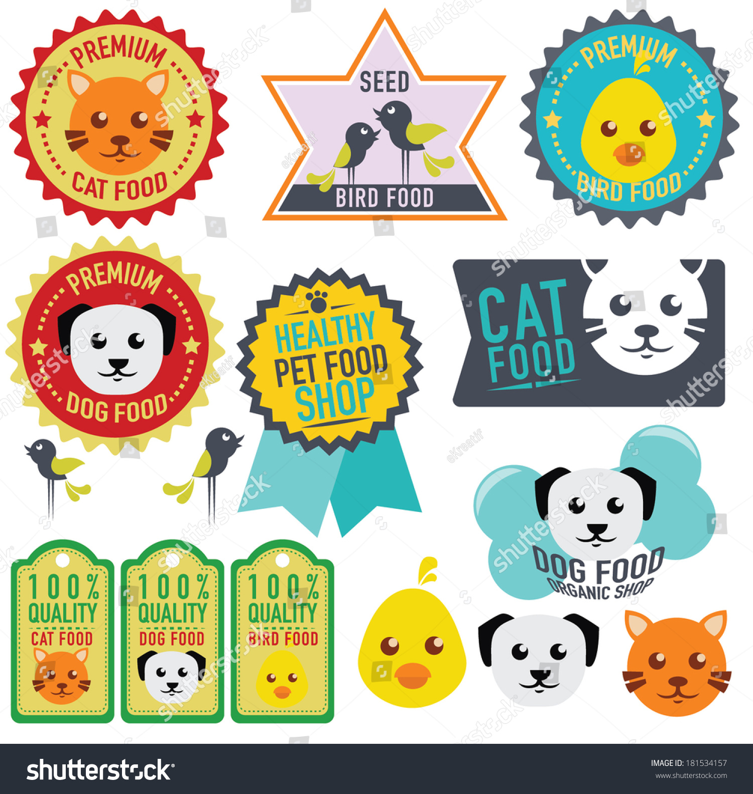 Set Of Healthy Pet Food Labels And Stickers. Vector Illustration ...