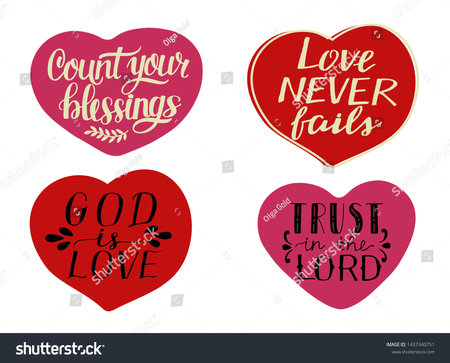 Set 4 Hearts Handlettering Quotes Count Stock Vector (Royalty Free)  1437340751 | Shutterstock