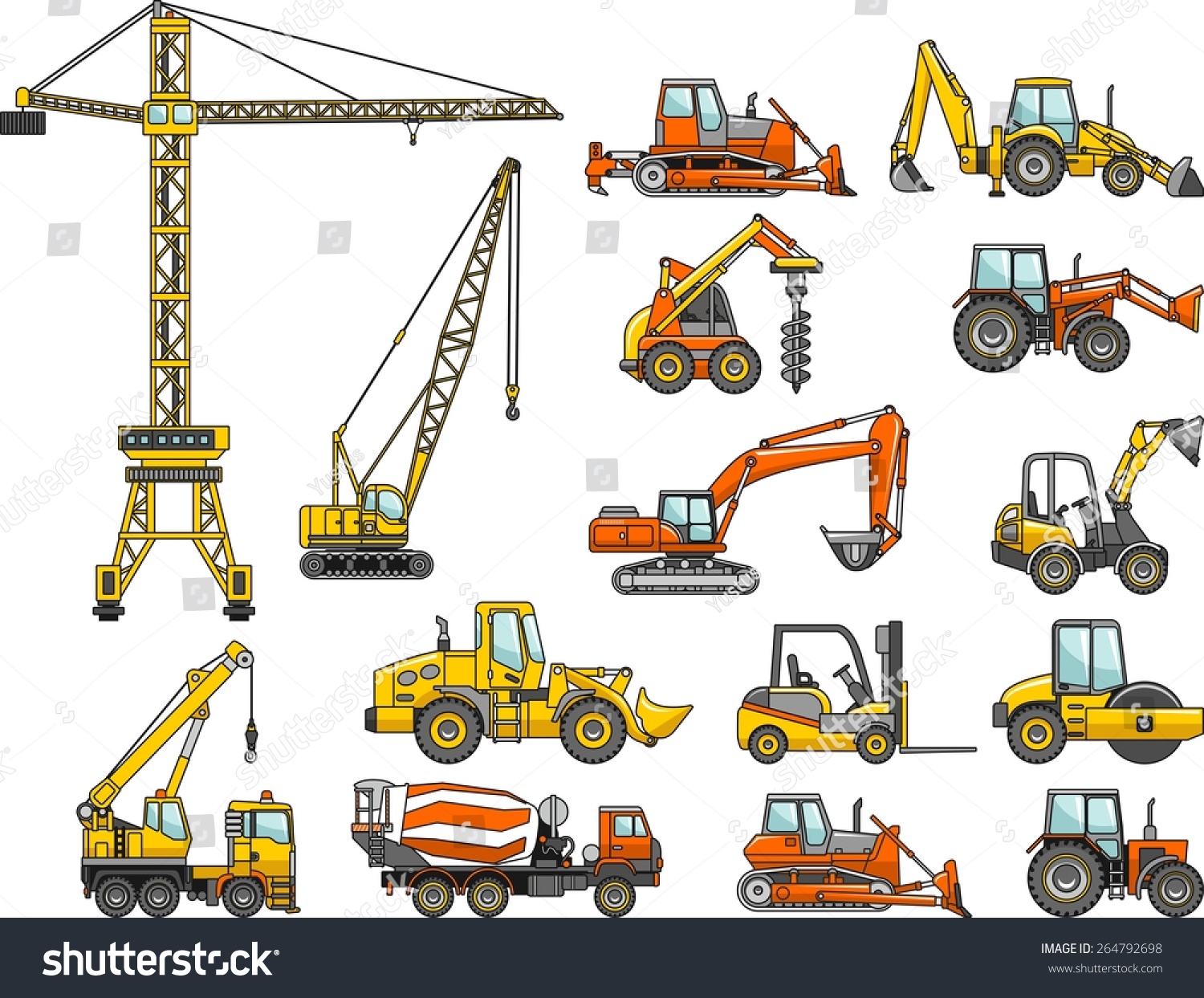 重い建設機械のアイコンのセット ベクターイラスト 重い機器や機械のシルエットイラスト のベクター画像素材 ロイヤリティフリー