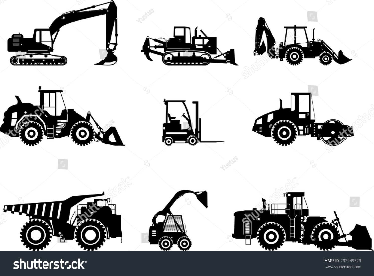 Set Heavy Construction Machines Icons Vector  Stock Vector  