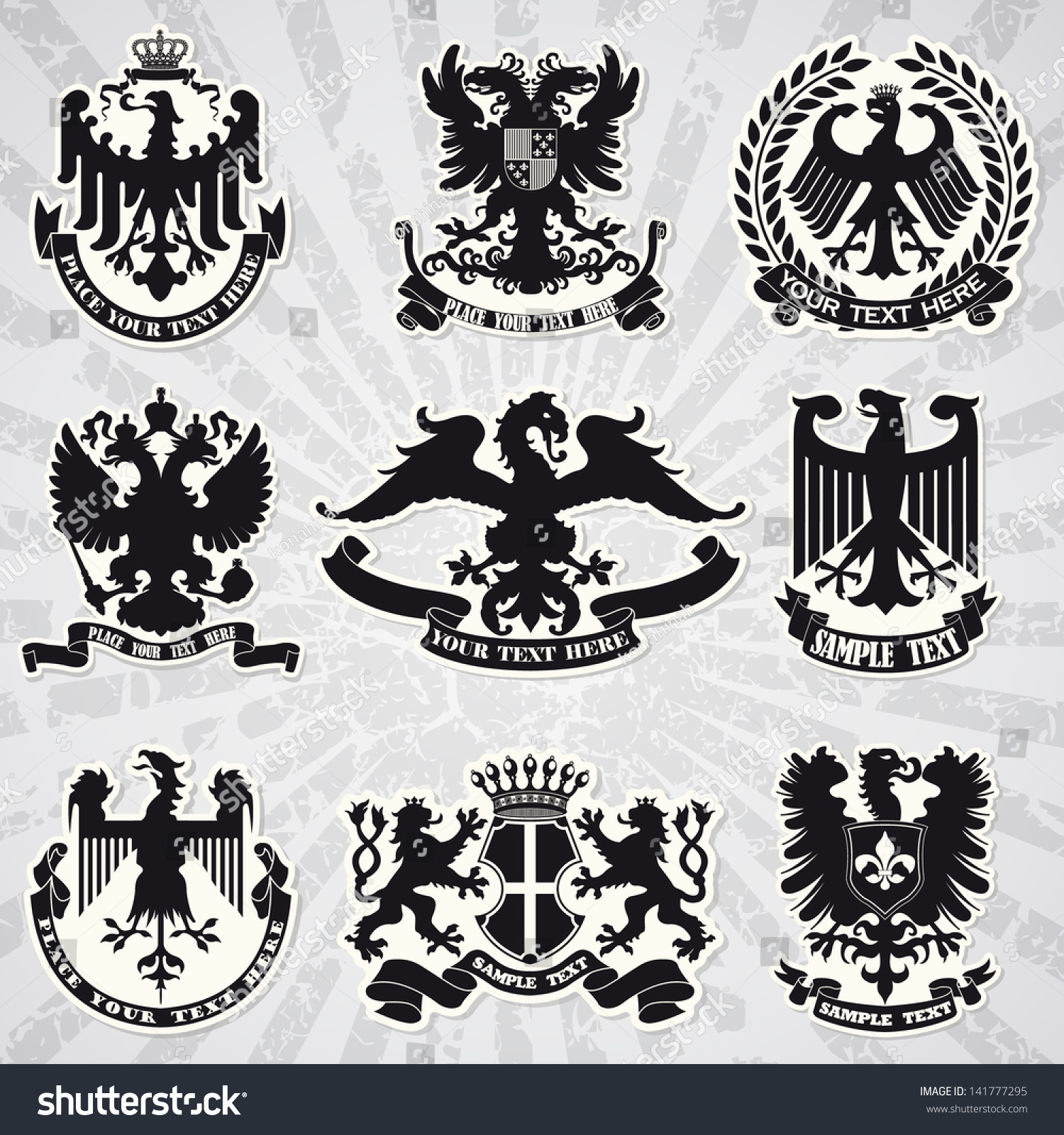 Set Heraldic Coats Arms Stock Vector 141777295 - Shutterstock