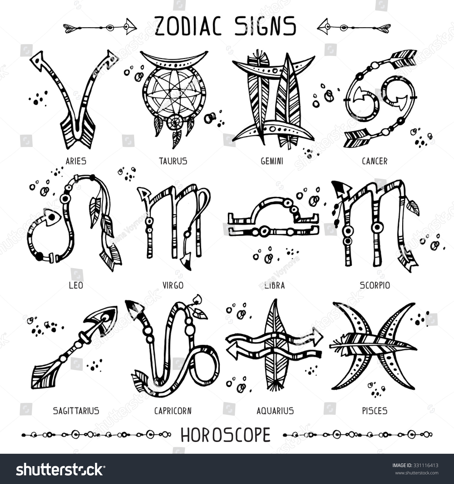 set hippie bohemian style hand drawn stock vector set hippie bohemian style hand drawn stock vector