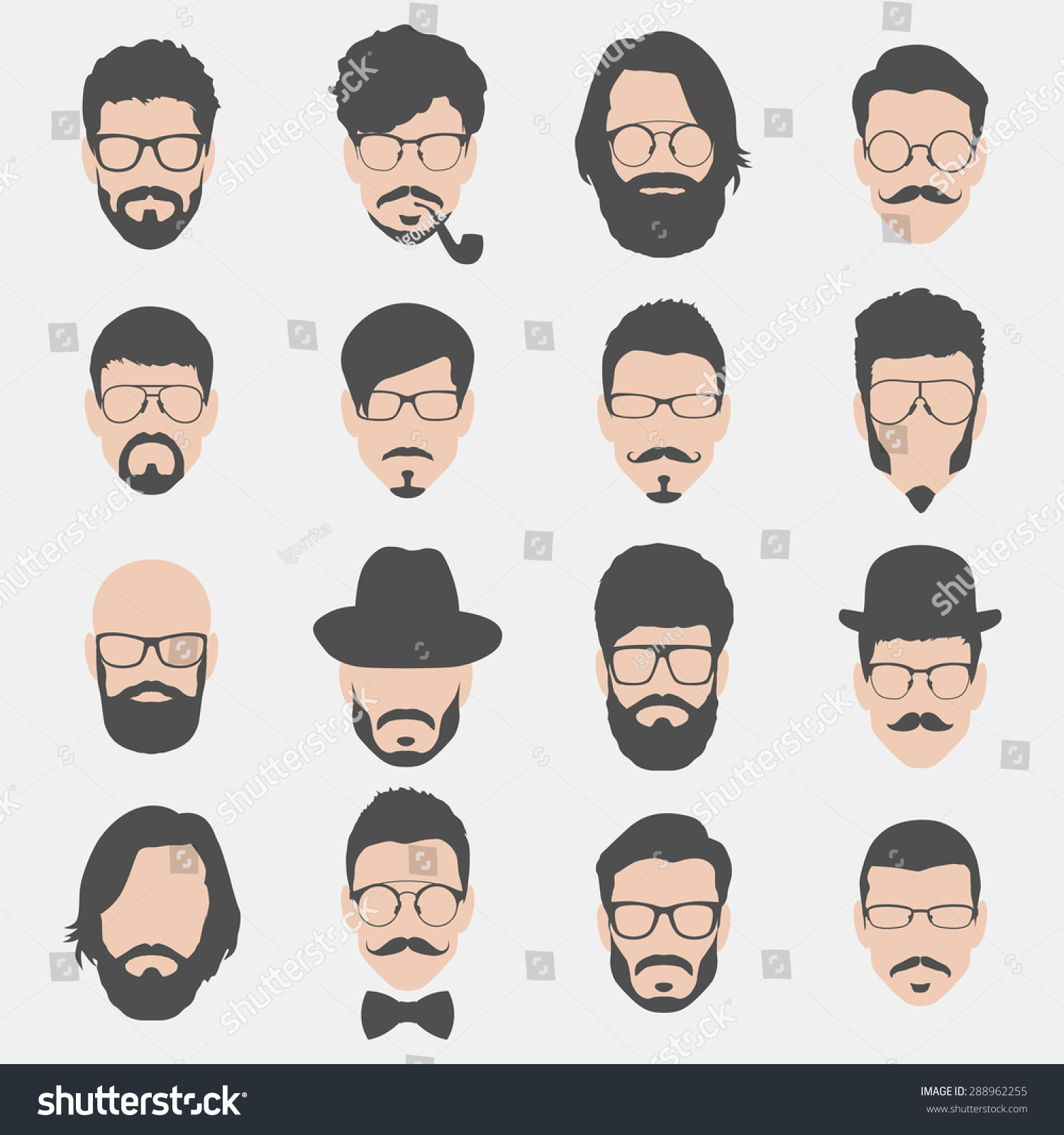 Set Of Hipster Avatars For Social Media Or Web Site. Man Face Icons ...