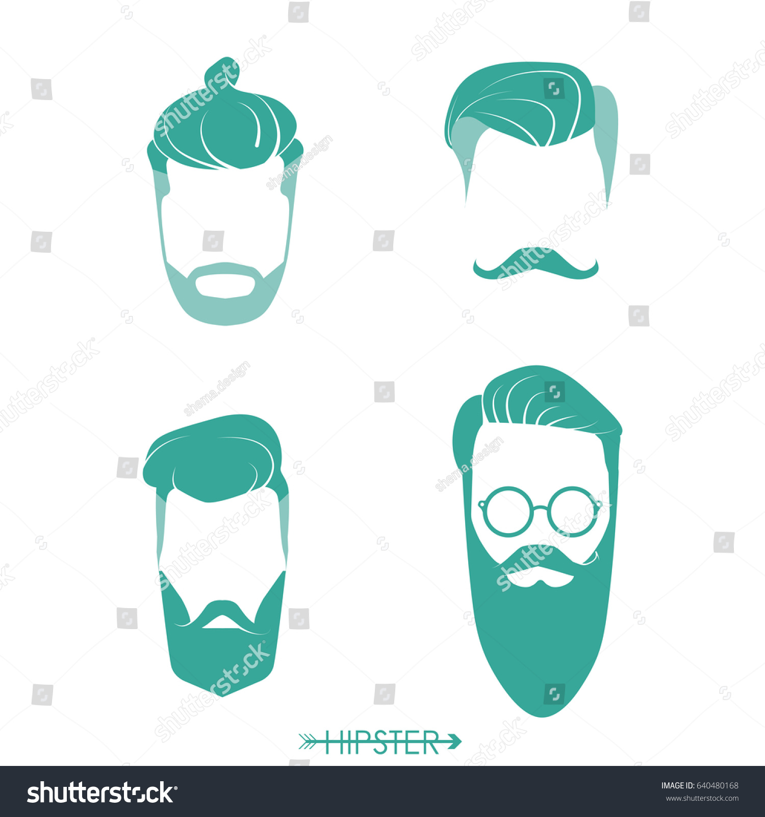 Set Hipster Man Haircuts Beards Mustaches Stock Vector Royalty Free 640480168 Shutterstock 6073