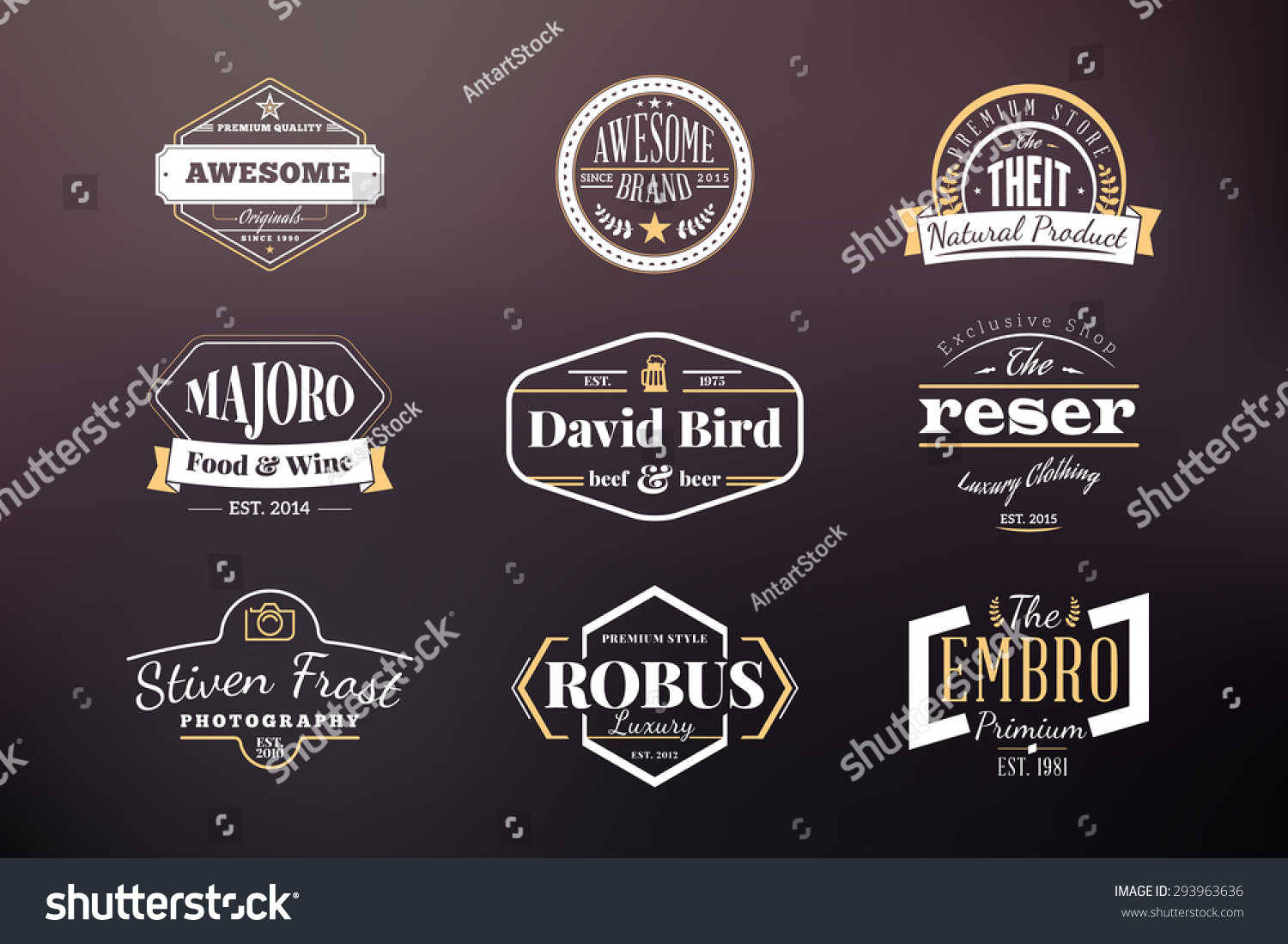 Set Hipster Retro Badges Labels Logotypes Stock Vector Royalty Free 293963636 Shutterstock 5270