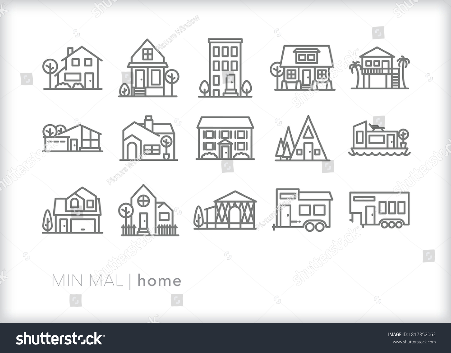 SVG of Set of home icons of different styles of houses svg