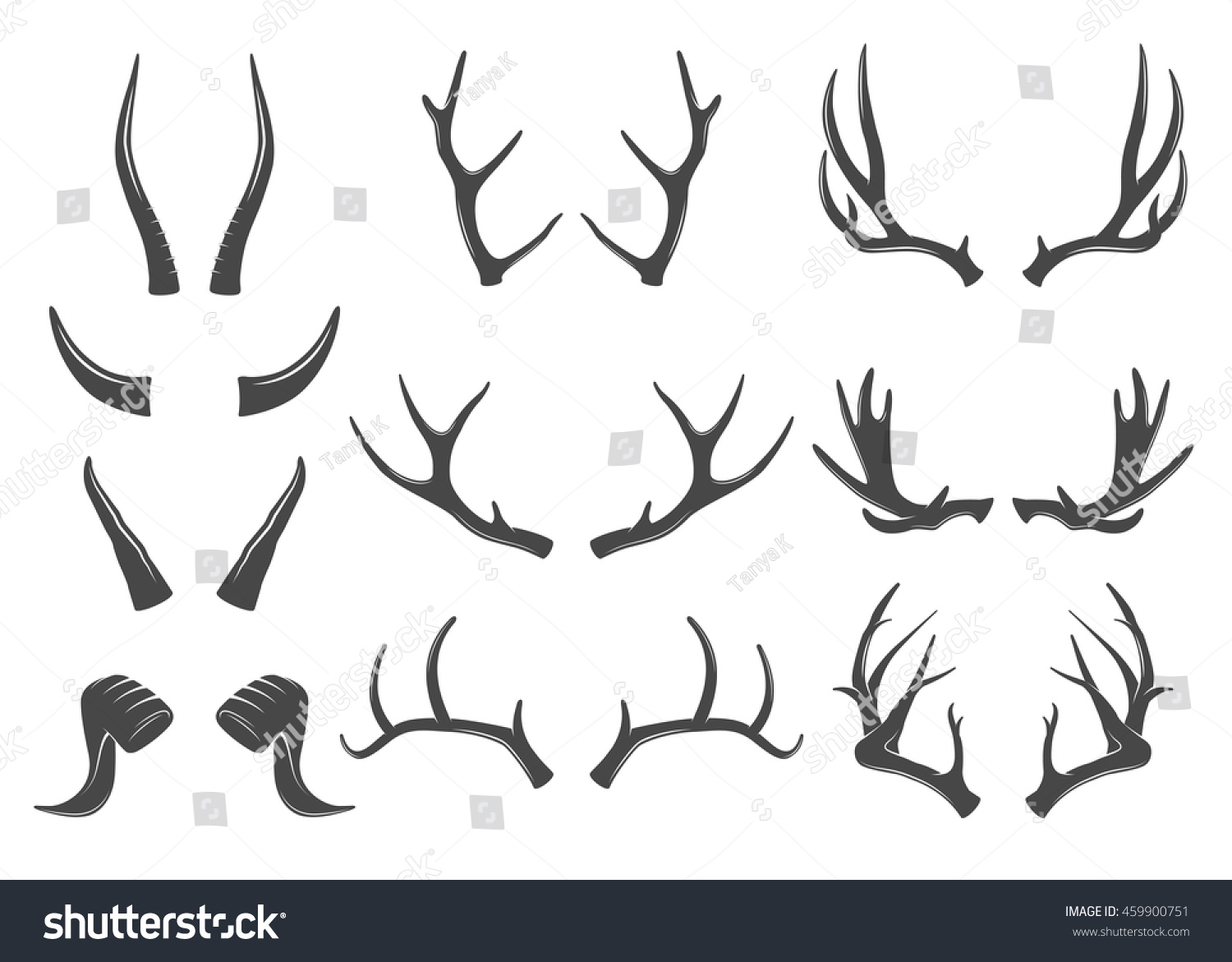 Set Horns Icons Stock Vector 459900751 - Shutterstock