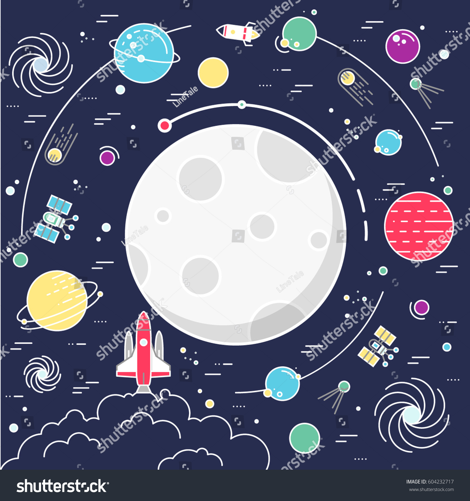 Set Huge Space Infographic Universe Illustration Stock Vector Royalty