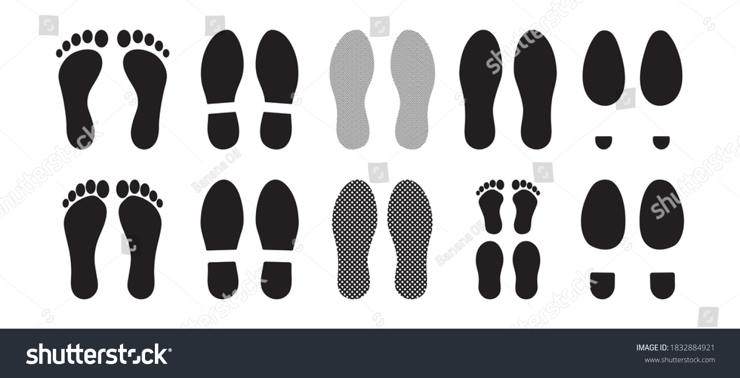 Set Human Footprints Children Adults Barefoot Stock Vector (Royalty ...