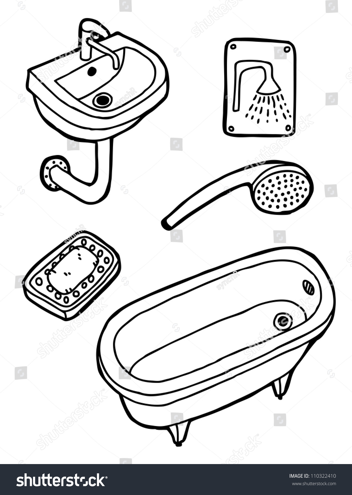 Set Of Hygiene, Hand Drawn Stock Vector Illustration 110322410 ...