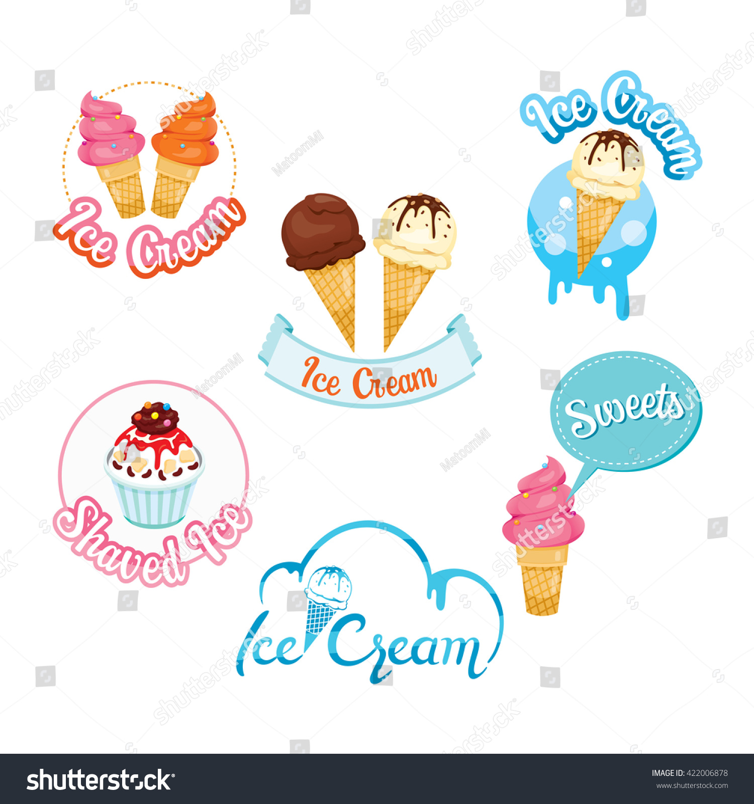 Set Ice Cream Design Elements Logo Stock Vector Royalty Free