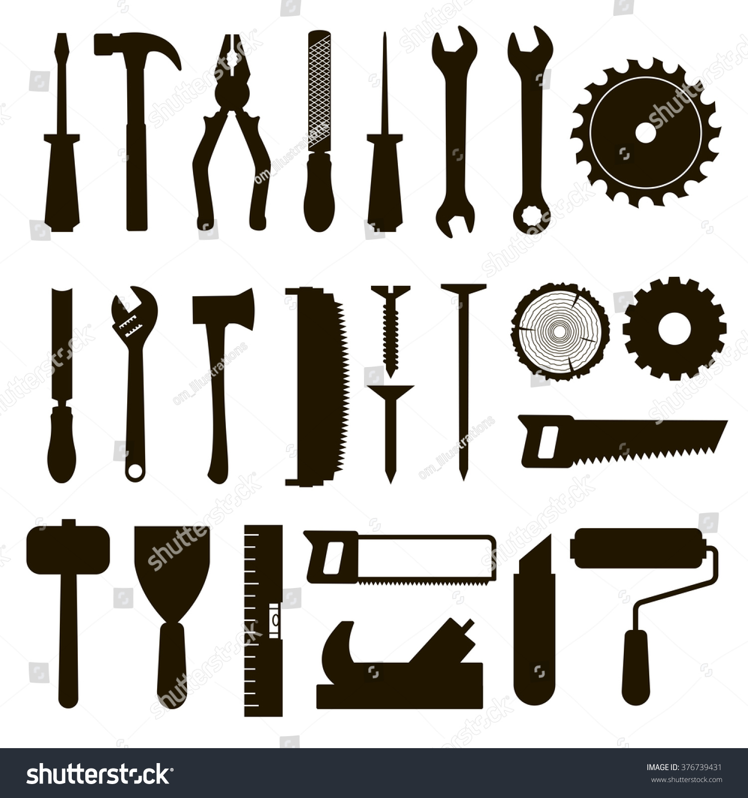 Set Of Icon Tools Black Color For Carpentry Service Repair Lumberjack Sawmill Set Of Icon Tools Black Color For Carpentry Service Repair Lumberjack Sawmill