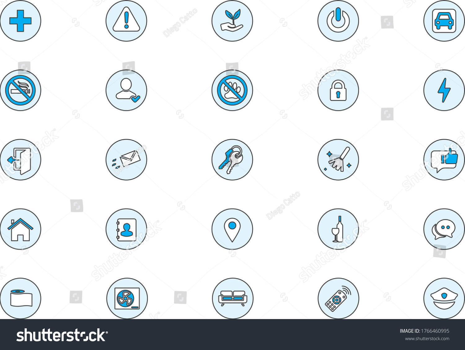 SVG of Set of icons for Hosting Vacation House - flat design vector svg