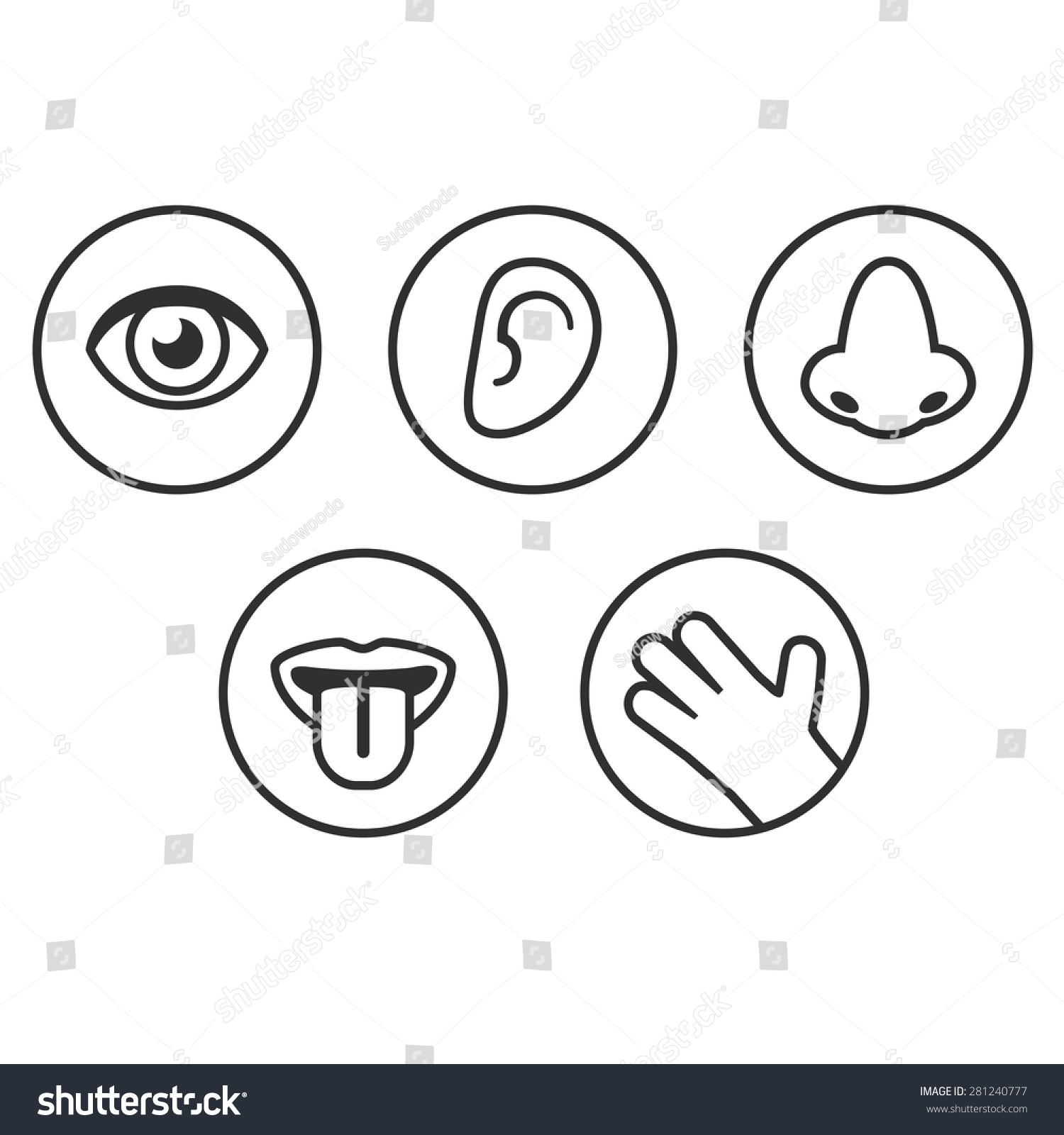 Set Icons Five Human Senses Sight Stock Vector (Royalty Free) 281240777