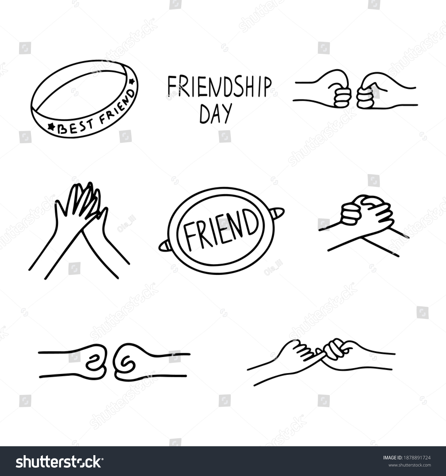 Set Icons On Theme Friendship Handshake Stock Vector (Royalty Free ...