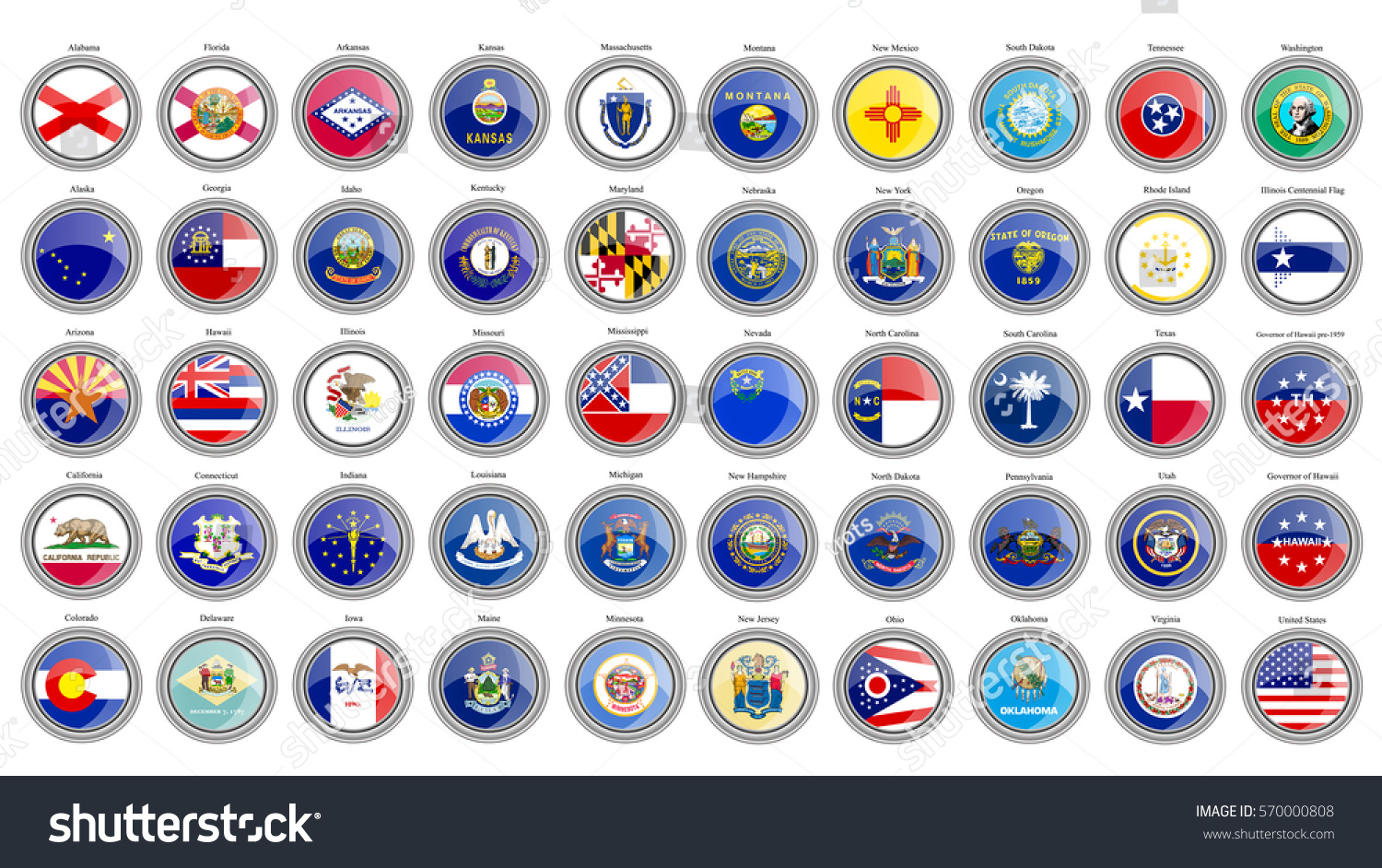 Set Icons States USA Flags Stock Vector (Royalty Free) 570000808 ...