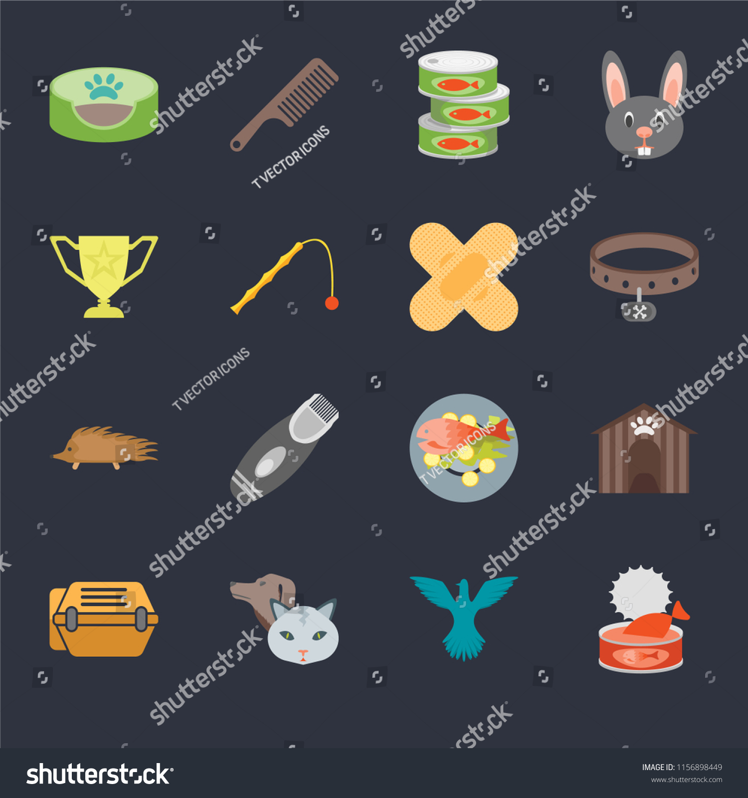 Set 16 Icons Such Cat Food Stock Vector Royalty Free 1156898449