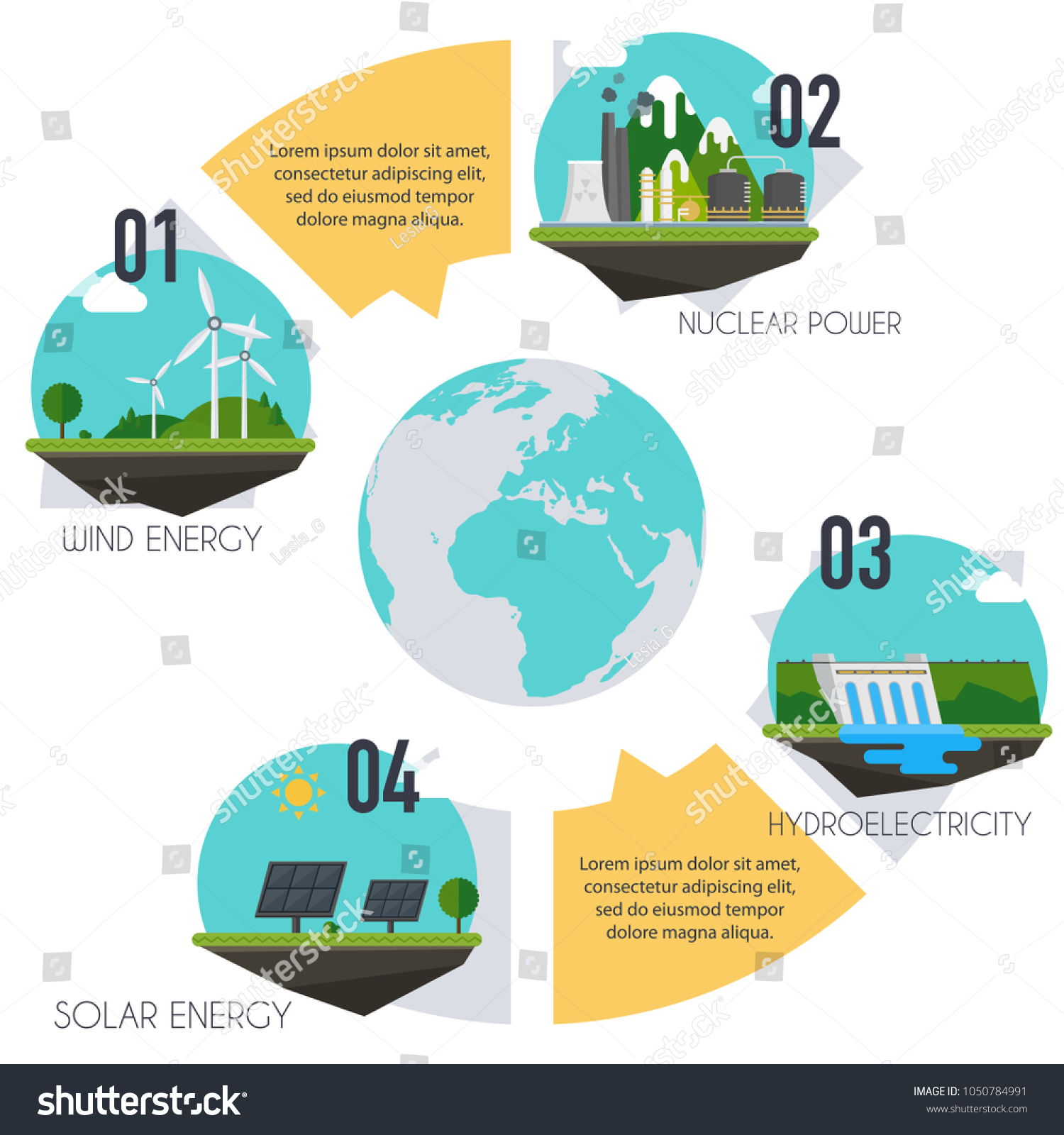 Set Icons Different Types Electricity Generation Stock Vector (Royalty ...