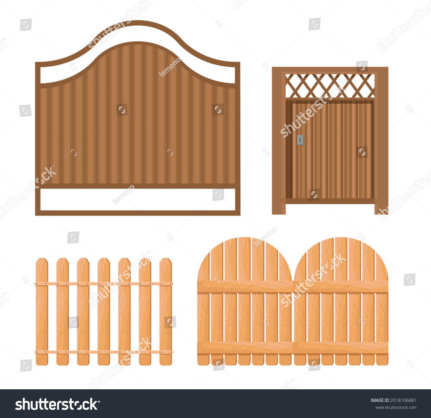 Set Icons Wooden Fence Palisade Farm Stock Vector Royalty Free Shutterstock