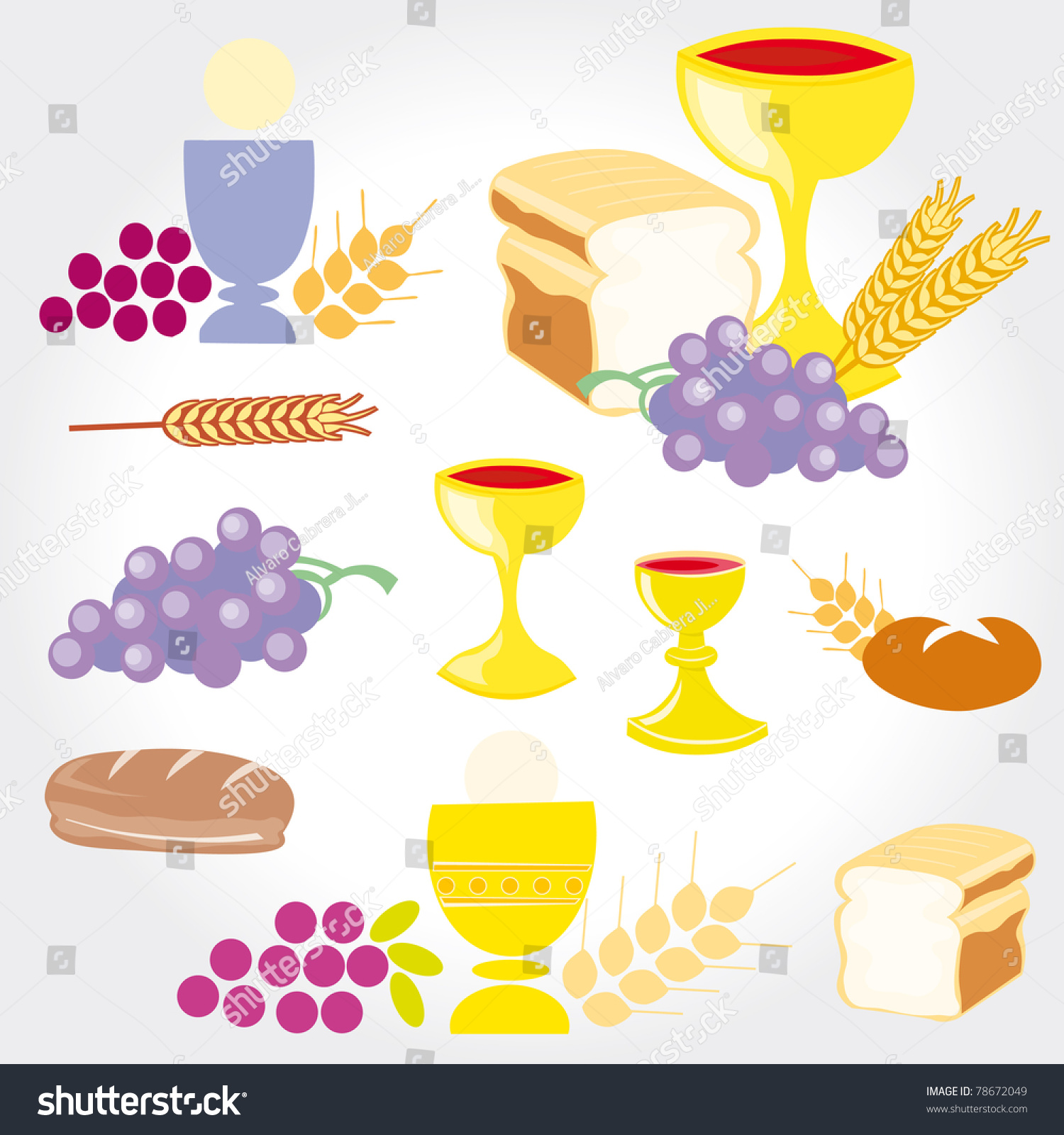 Set Illustration Communion Depicting Traditional Christian Stock Vector ...