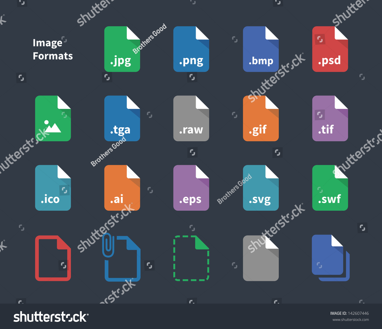 SVG of Set of Image File Formats and Labels icons. Vector illustration. svg