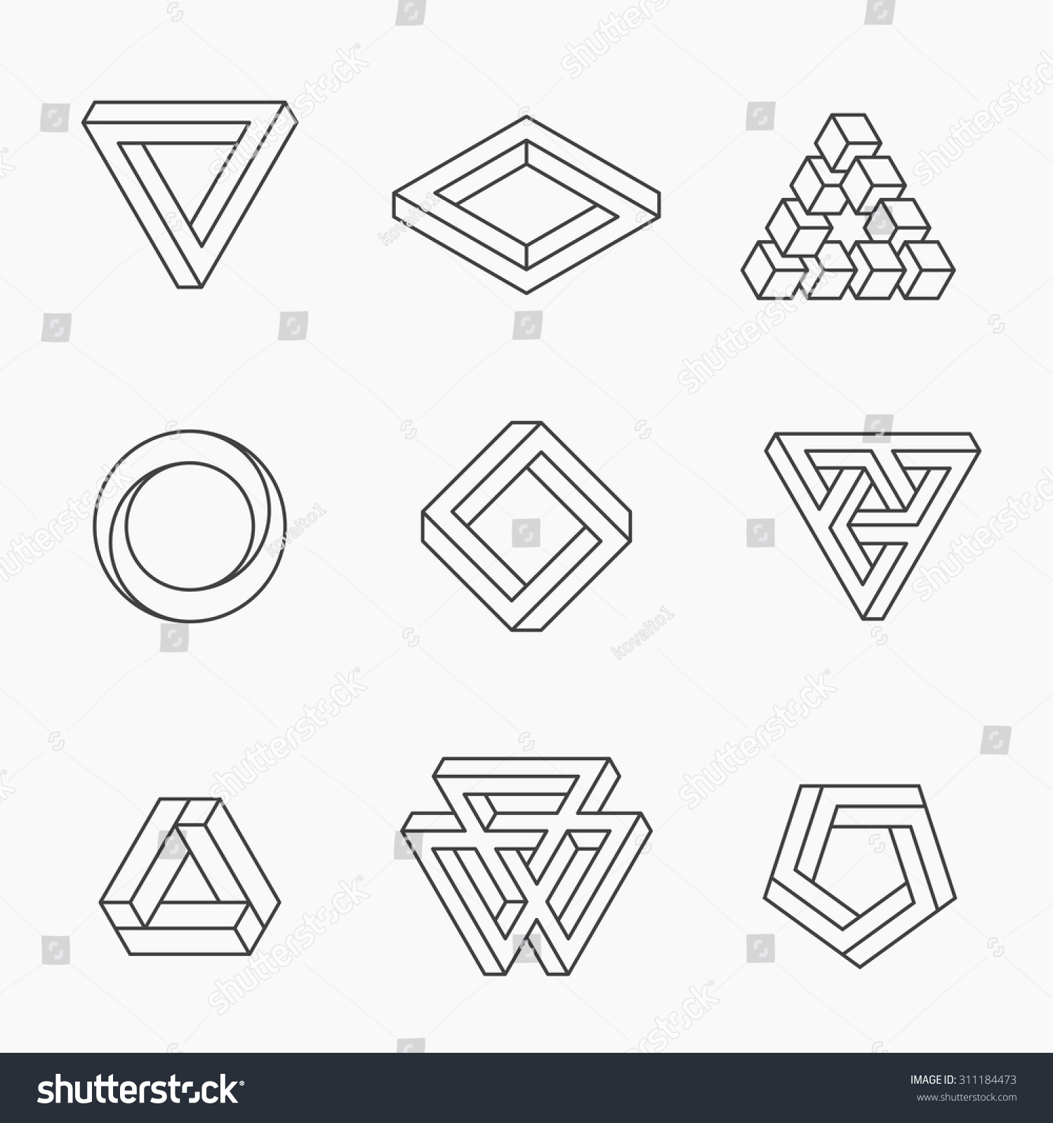 Set Impossible Shapes Vector Line Design Stock Vector 311184473 ...