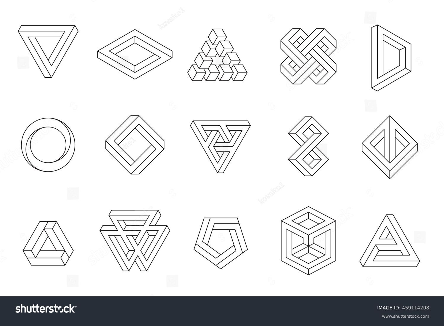 Line Design Element : Set impossible shapes web design elements stock vector