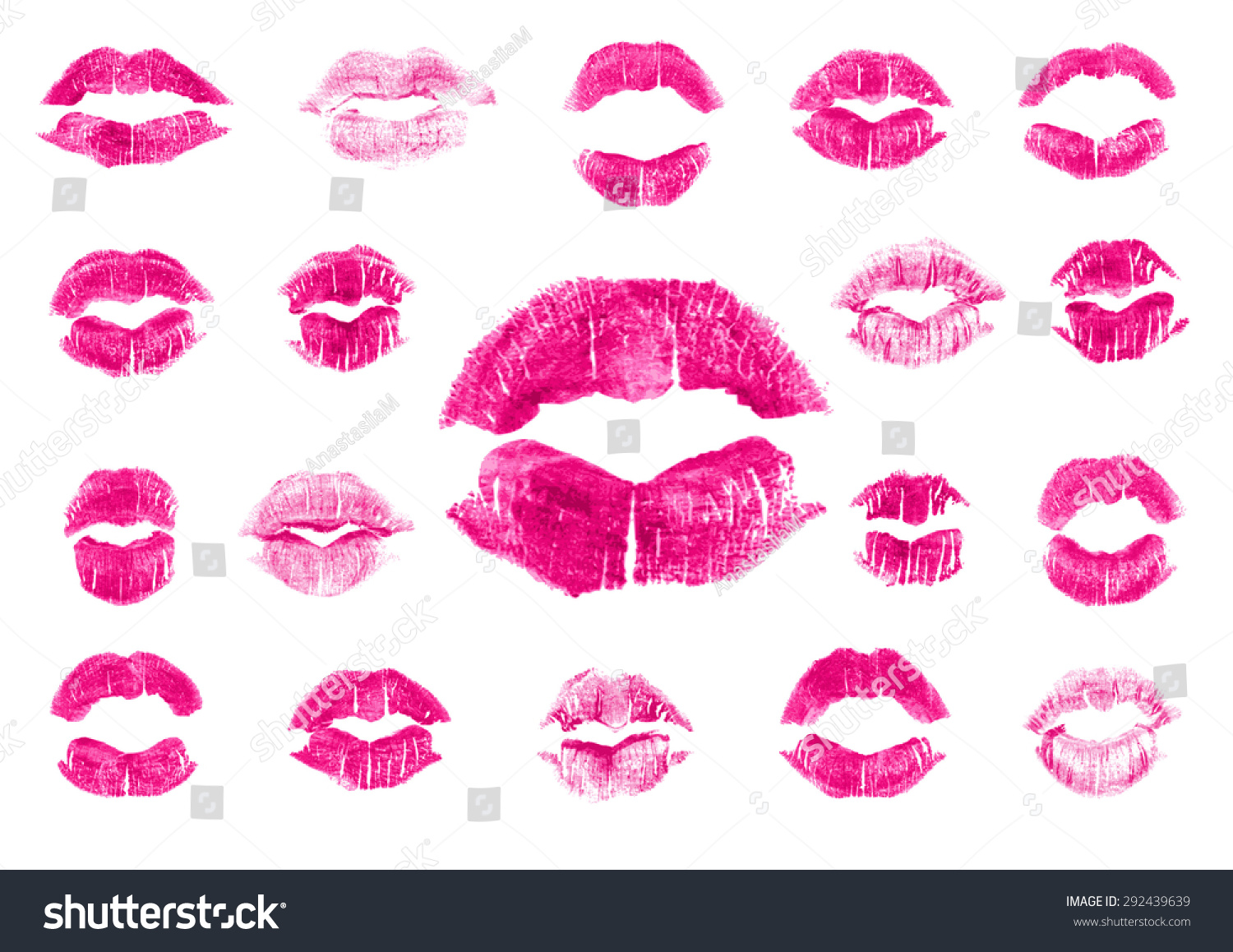 Set 19 Imprint Pink Lipstick Silhouettes Stock Vector 292439639 ...