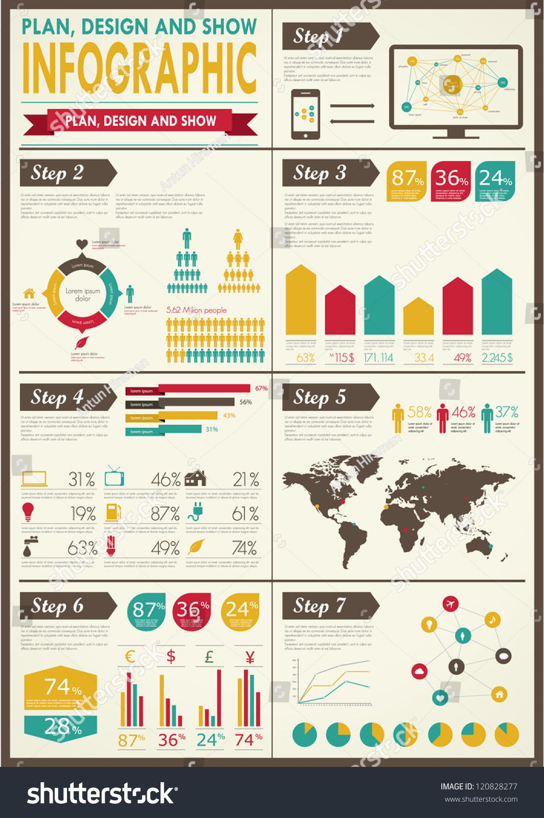 Set Of Infographics Elements. World Map And Information Graphics Stock ...