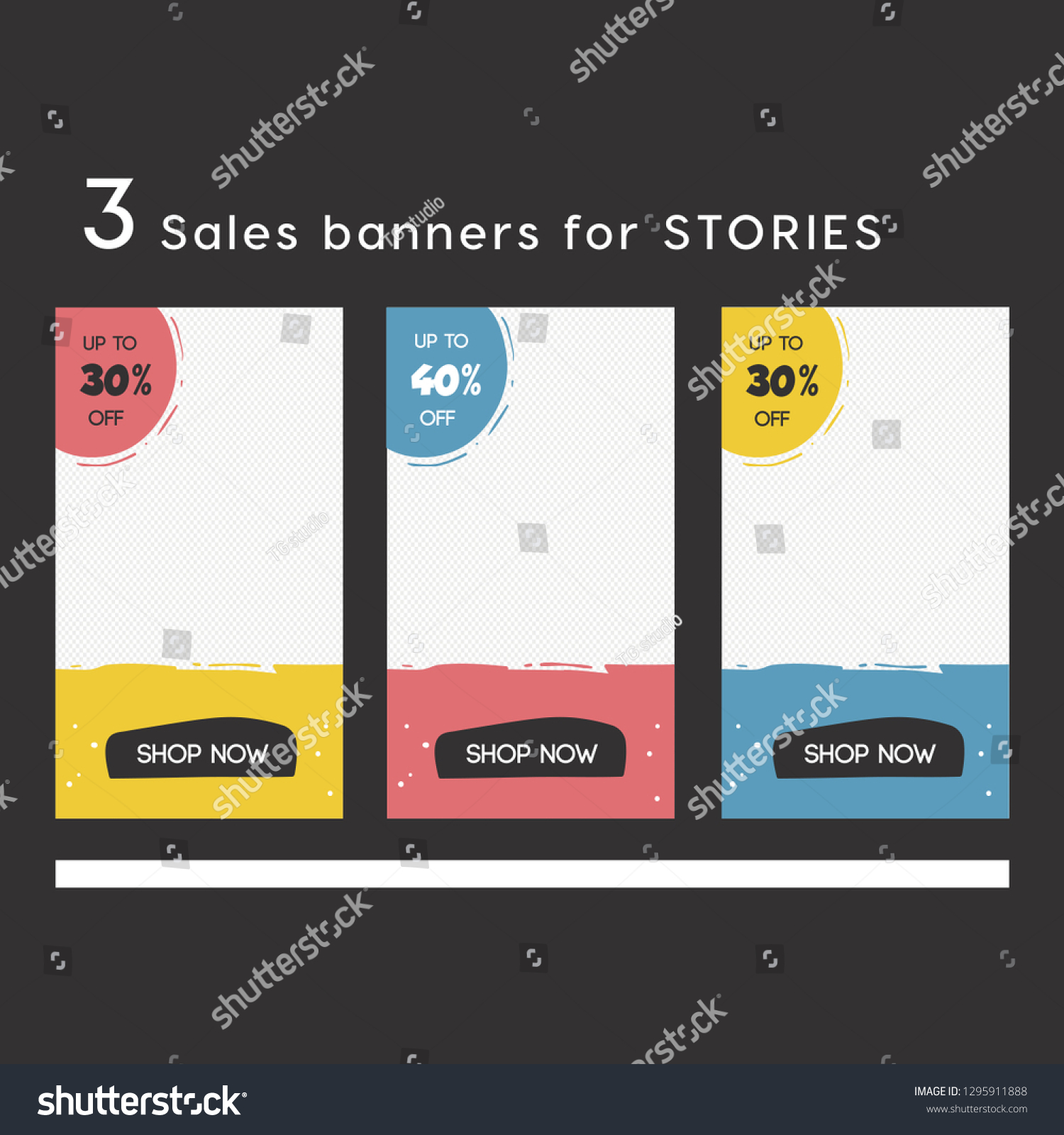 Set Instagram Stories Sale Banner Background Stock Vector Royalty Free