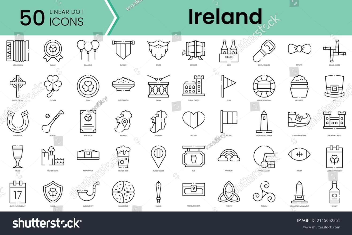 SVG of Set of ireland icons. Line art style icons bundle. vector illustration svg
