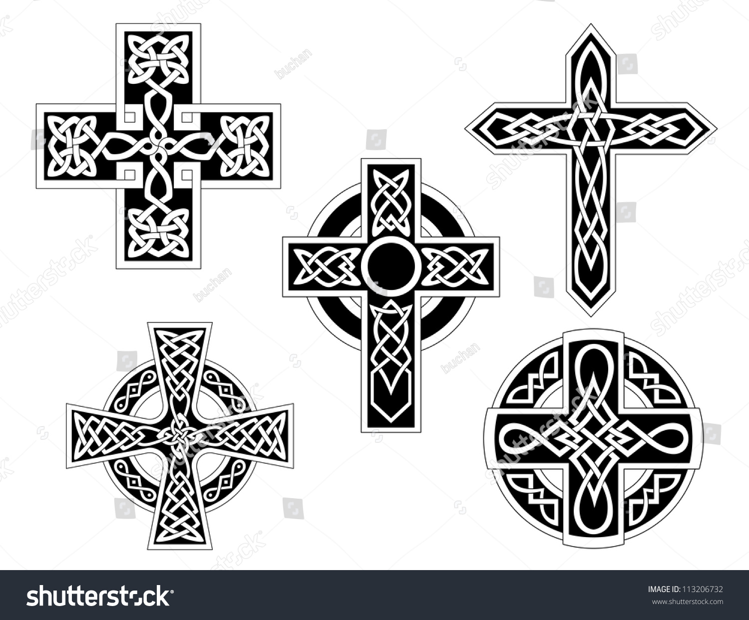 Set Irish Celtic Crosses Logo Vector Stock Vector 113206732 - Shutterstock